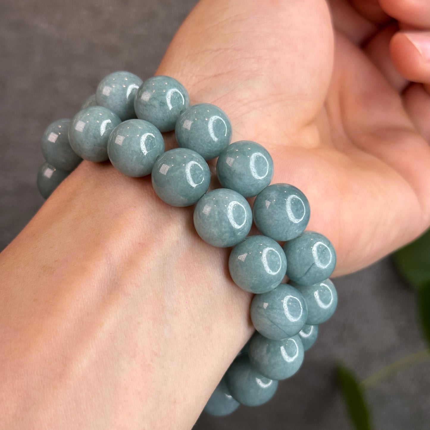 Blue Water Natural Jadeite Jade Bracelet Size 12.7 mm