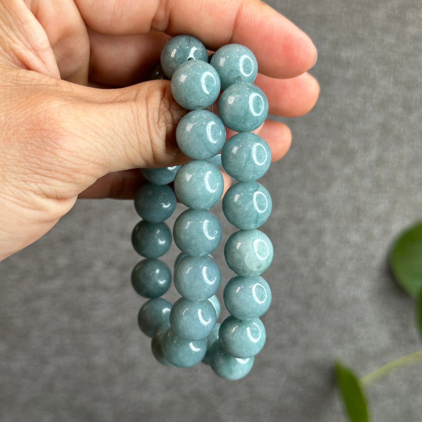 Blue Water Natural Jadeite Jade Bracelet Size 12.7 mm