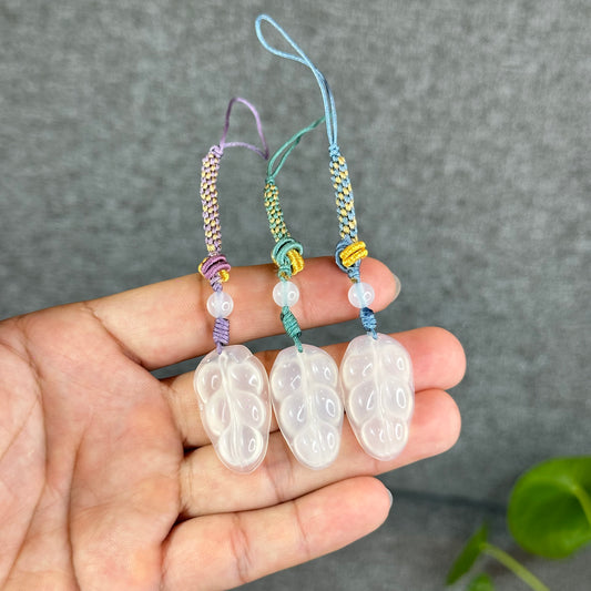 Natural White Agate Leaf Hanging Accessory(Random Color Based on Availability)