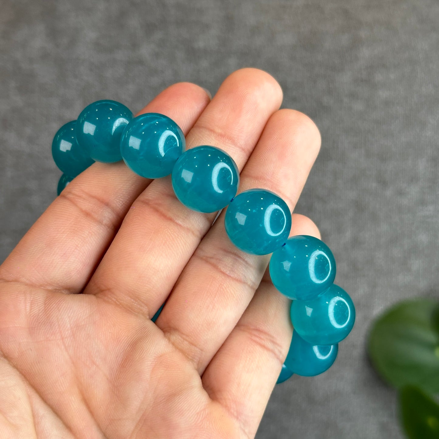 Icy Natural Amazonite Bracelet Size 15.5 mm