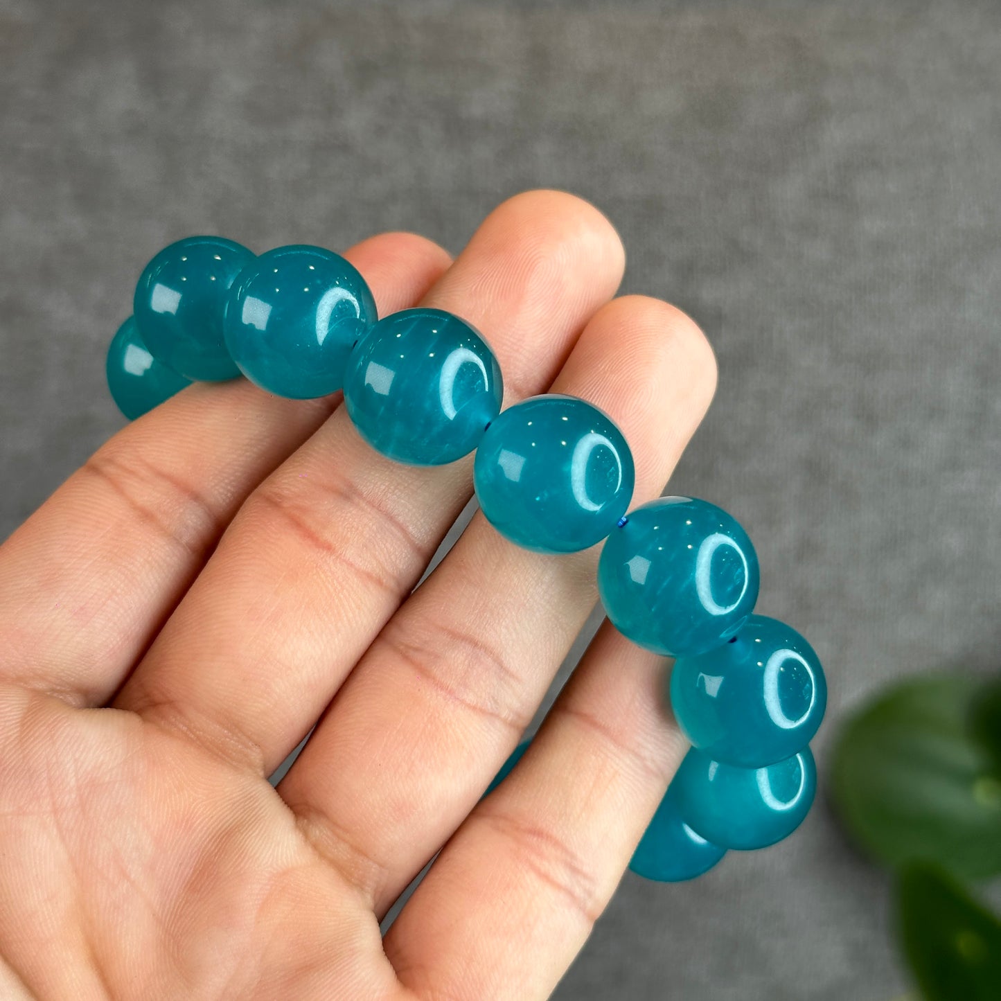 Icy Natural Amazonite Bracelet Size 15.5 mm