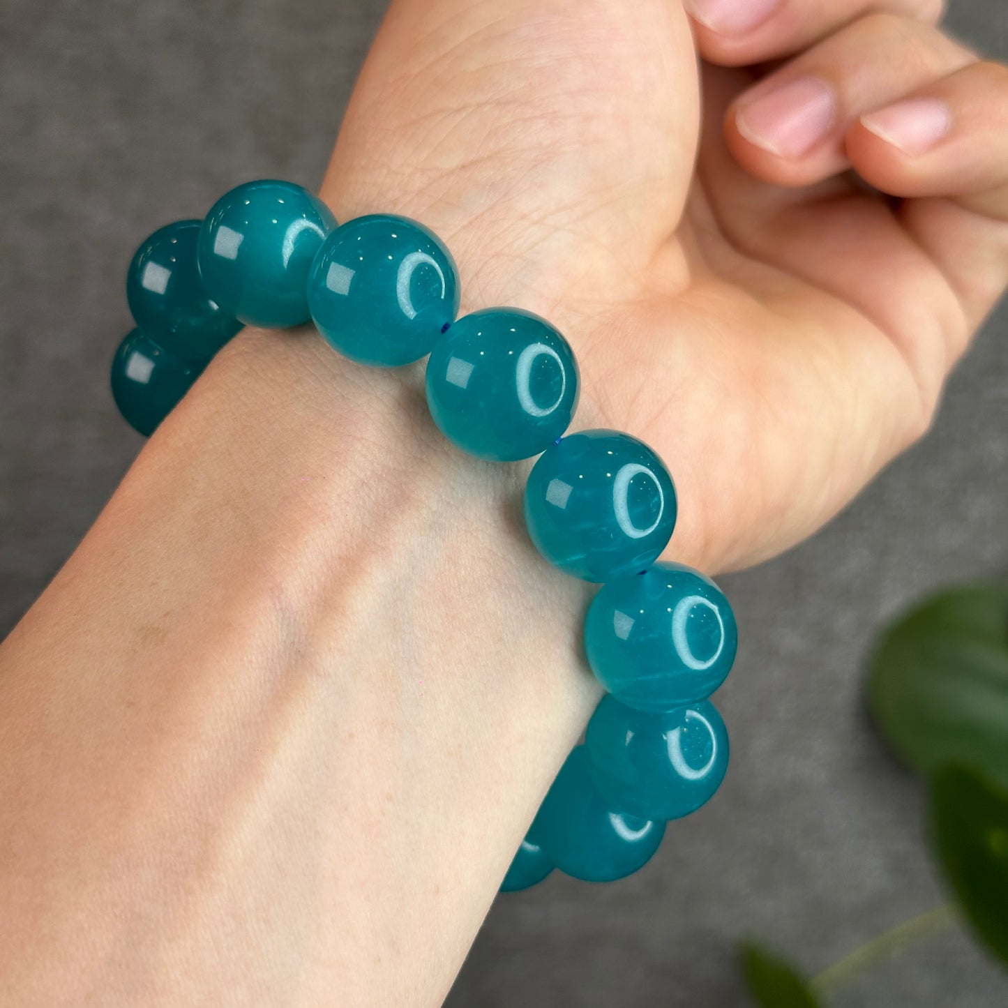 Icy Natural Amazonite Bracelet Size 15.5 mm