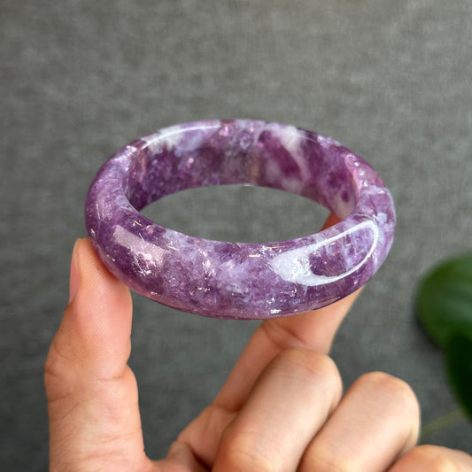 Natural Purple Lepidolite Bangle Leaf Style Size 55 mm