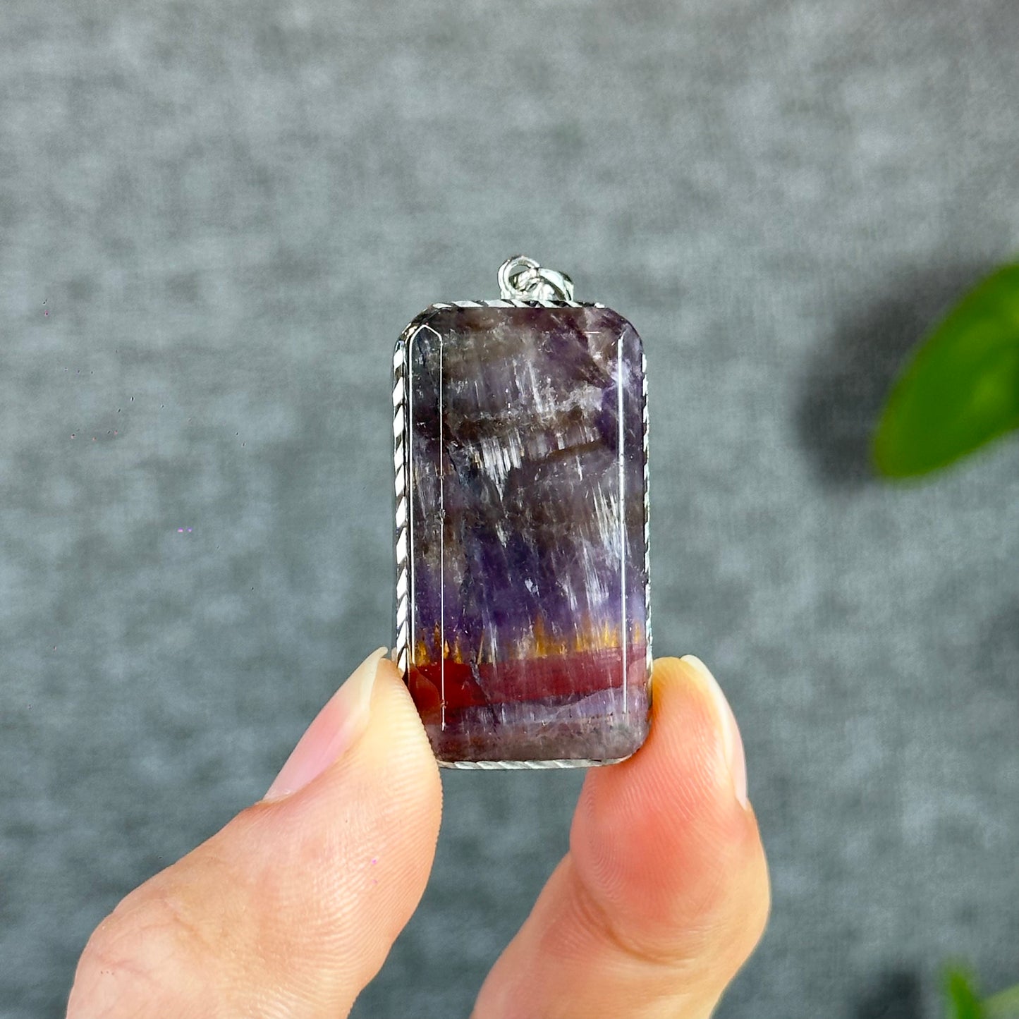 Natural Auralite 23 Pendant in Silver Setting