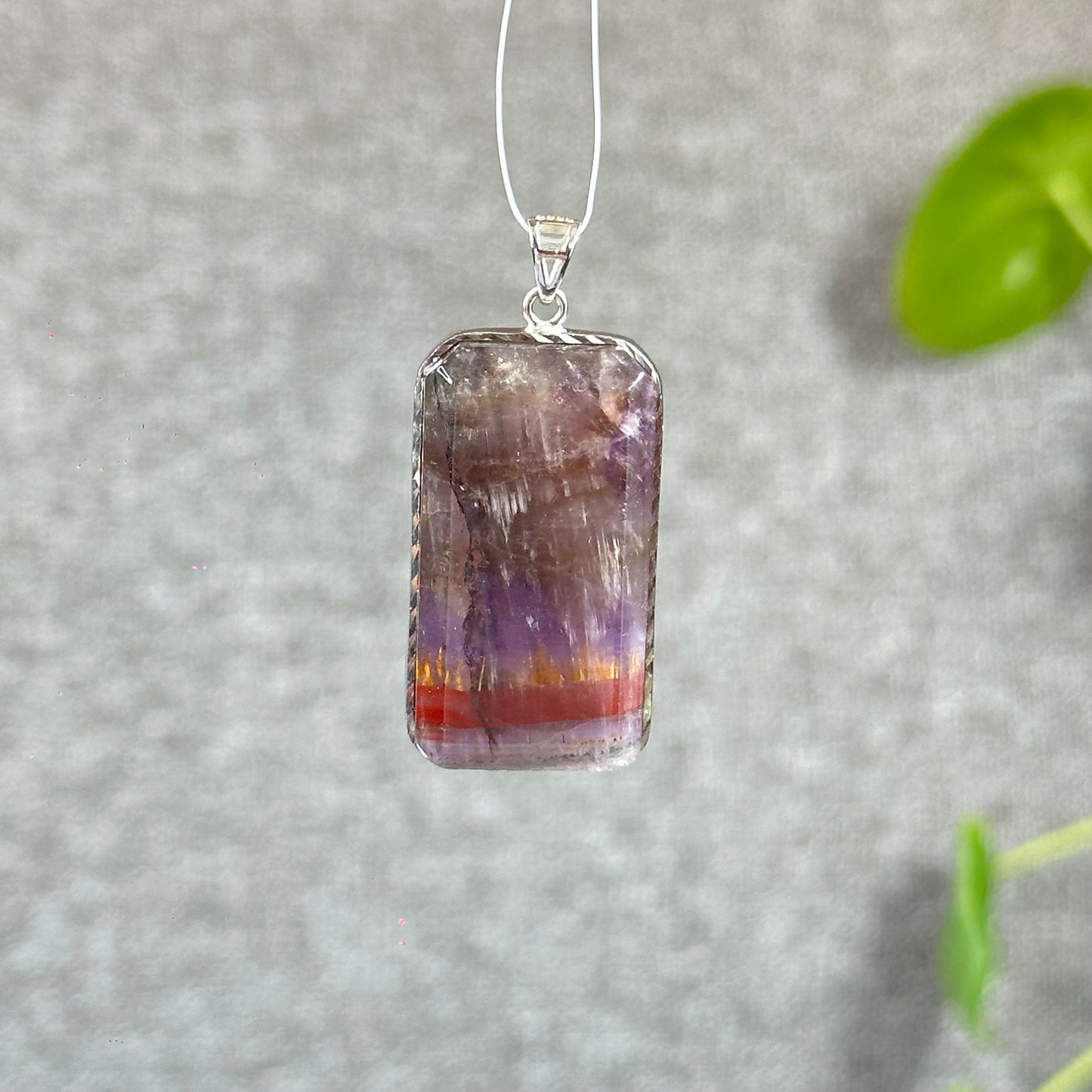 Natural Auralite 23 Pendant in Silver Setting