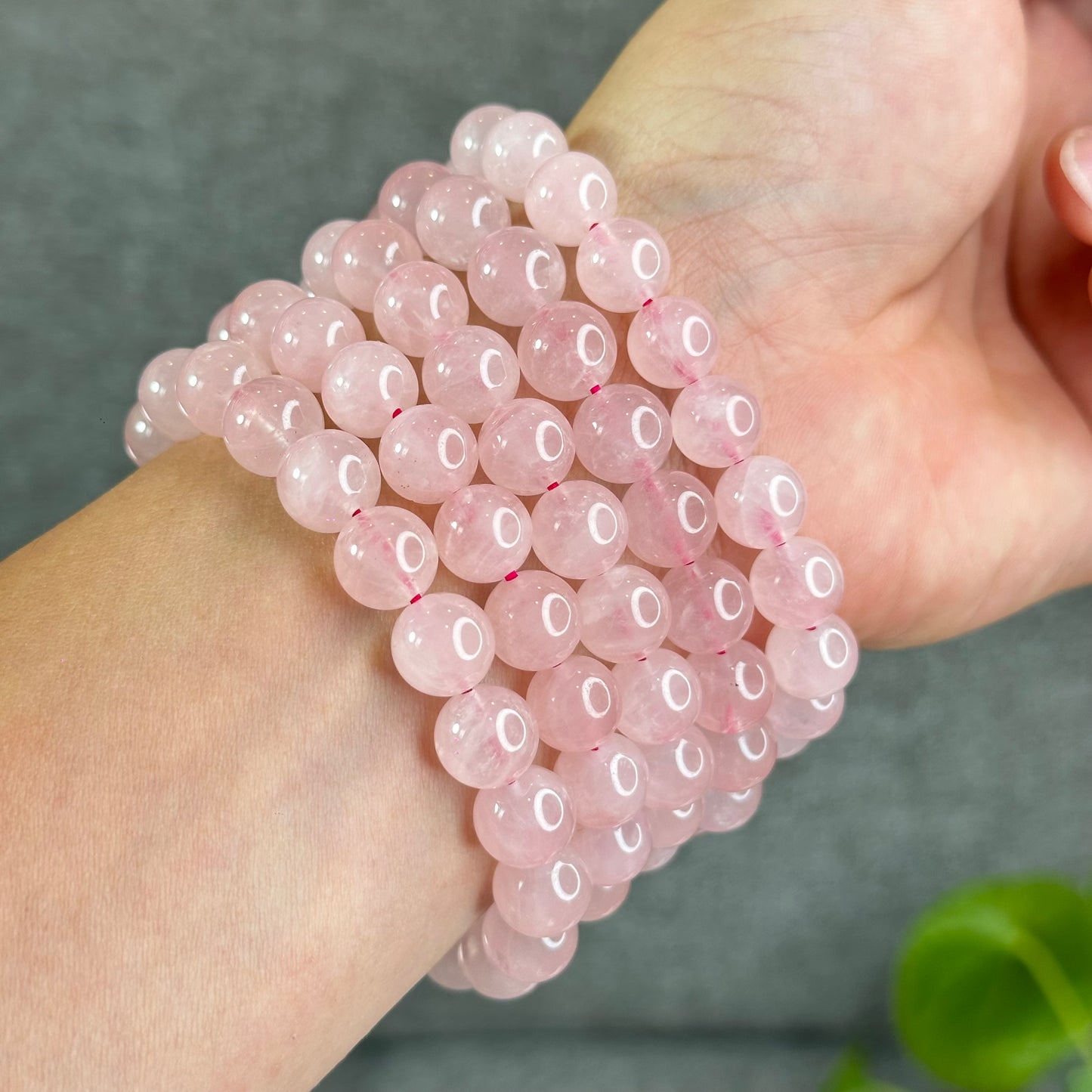 Natural Rose Quartz Bracelet Size 9.5 mm