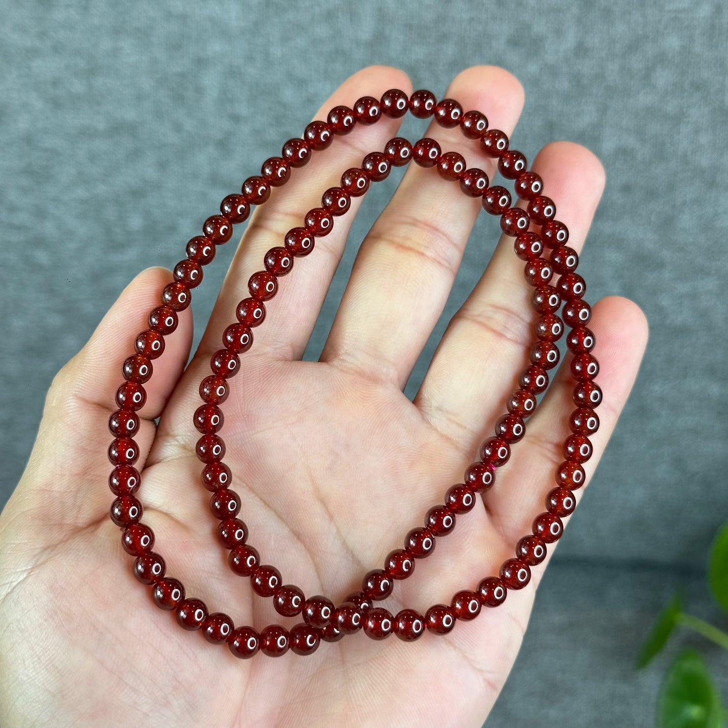 Natural Garnet Triple Wrap Bracelet Size 6 mm