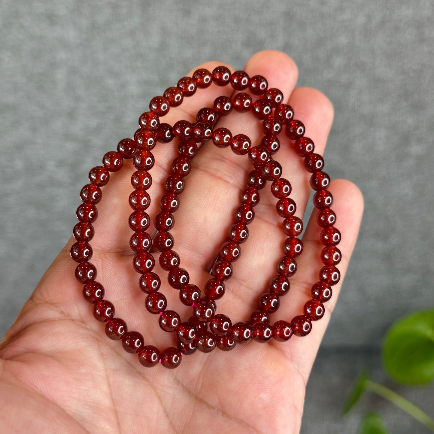 Natural Garnet Triple Wrap Bracelet Size 6 mm