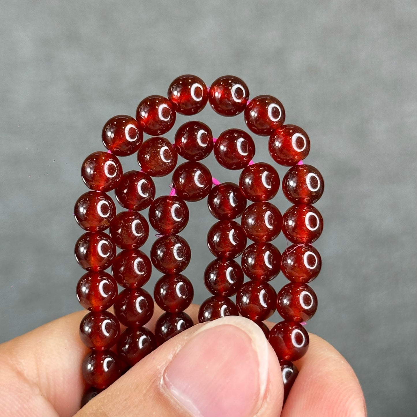 Natural Garnet Triple Wrap Bracelet Size 6 mm
