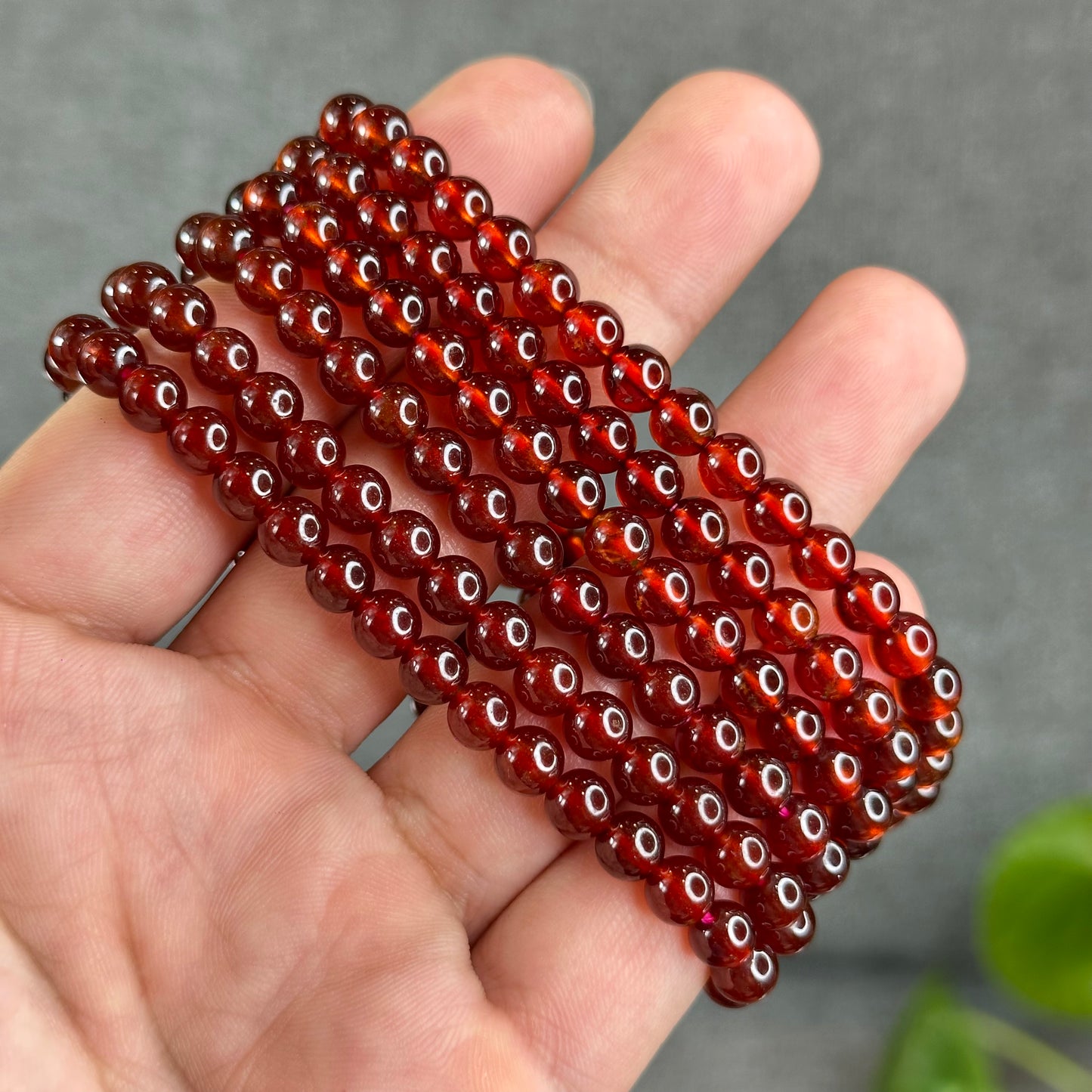 Natural Garnet Triple Wrap Bracelet Size 6 mm