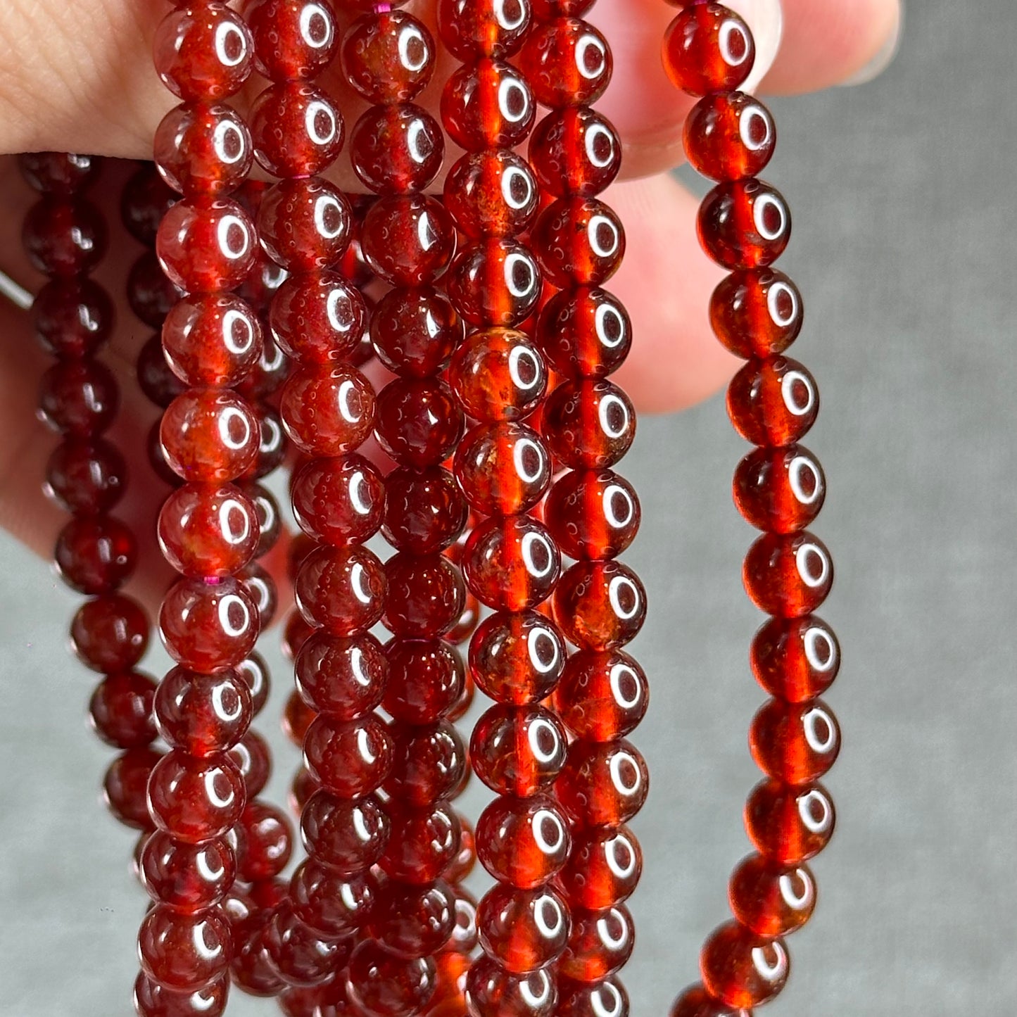 Natural Garnet Triple Wrap Bracelet Size 6 mm