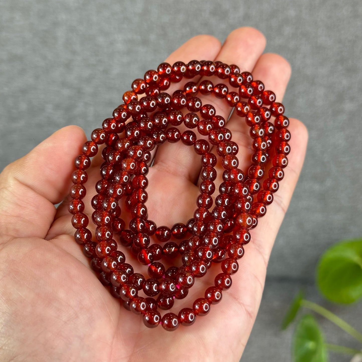 Natural Garnet Triple Wrap Bracelet Size 6 mm