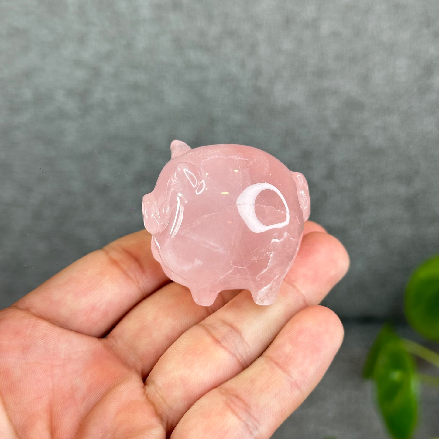 Natural Dark Pink Rose Quartz Pig Figurine
