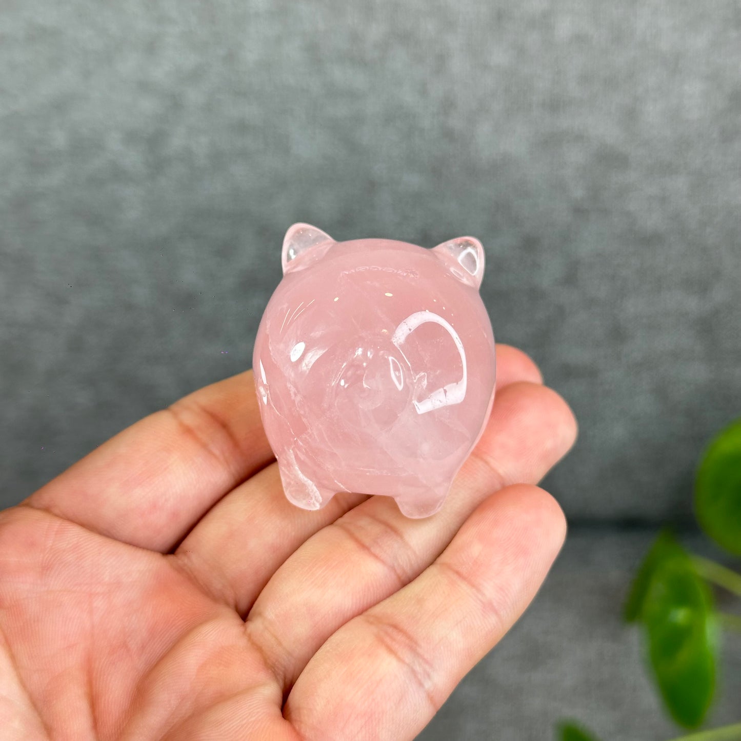 Natural Dark Pink Rose Quartz Pig Figurine