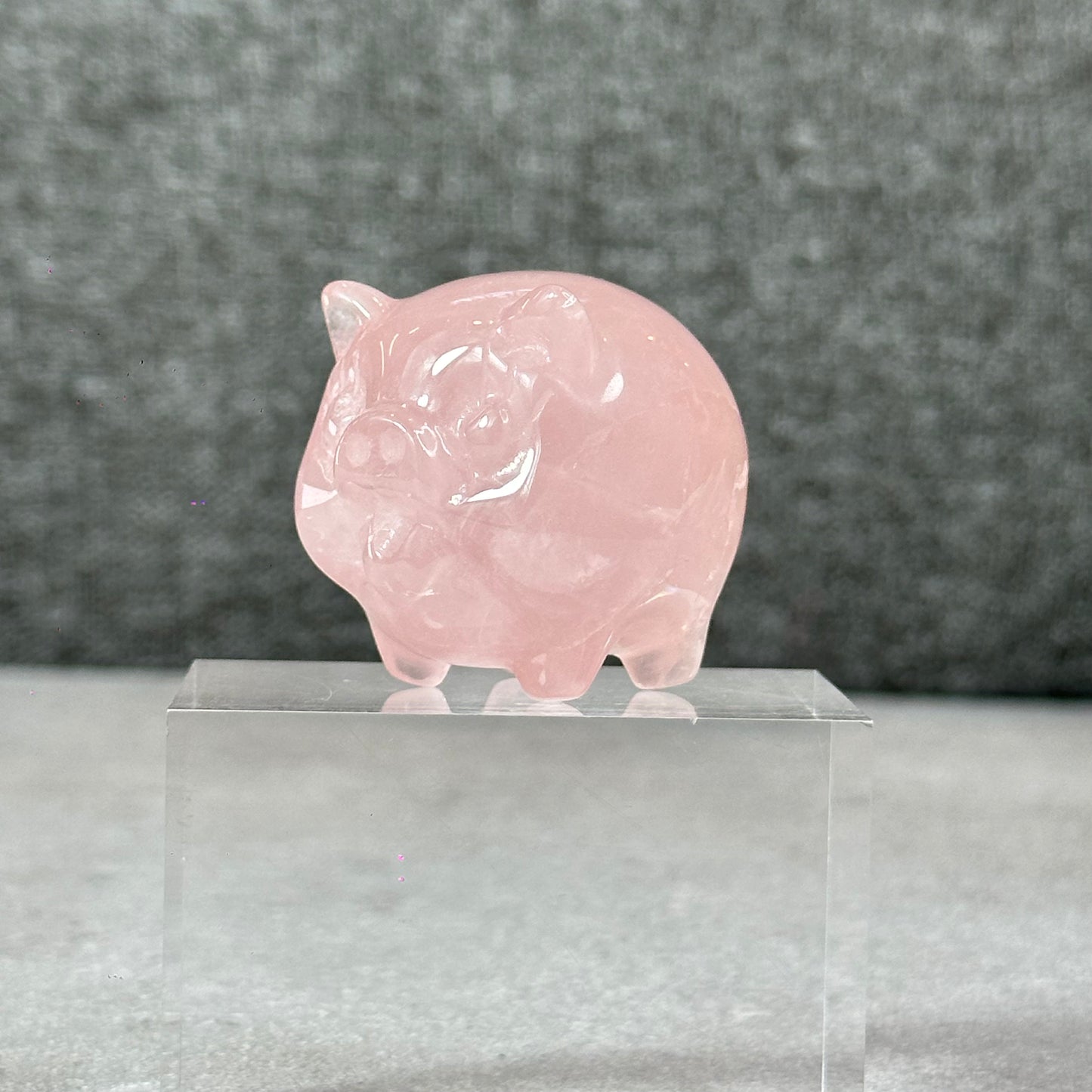 Natural Dark Pink Rose Quartz Pig Figurine