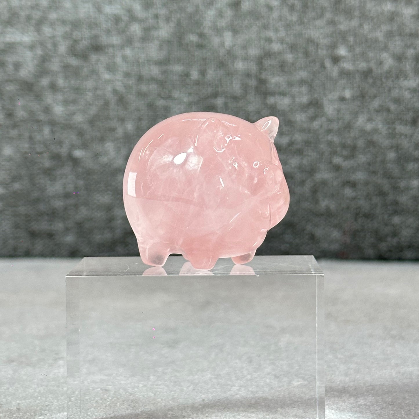 Natural Dark Pink Rose Quartz Pig Figurine