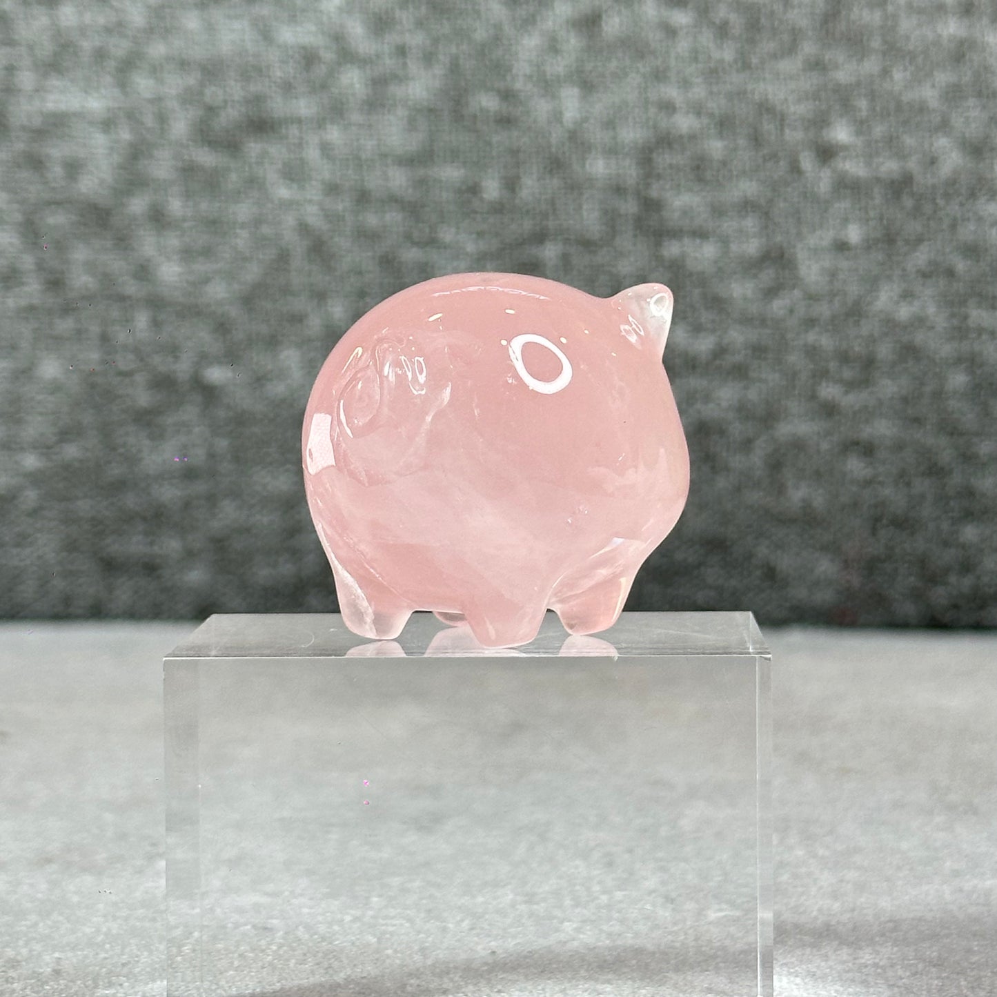 Natural Dark Pink Rose Quartz Pig Figurine
