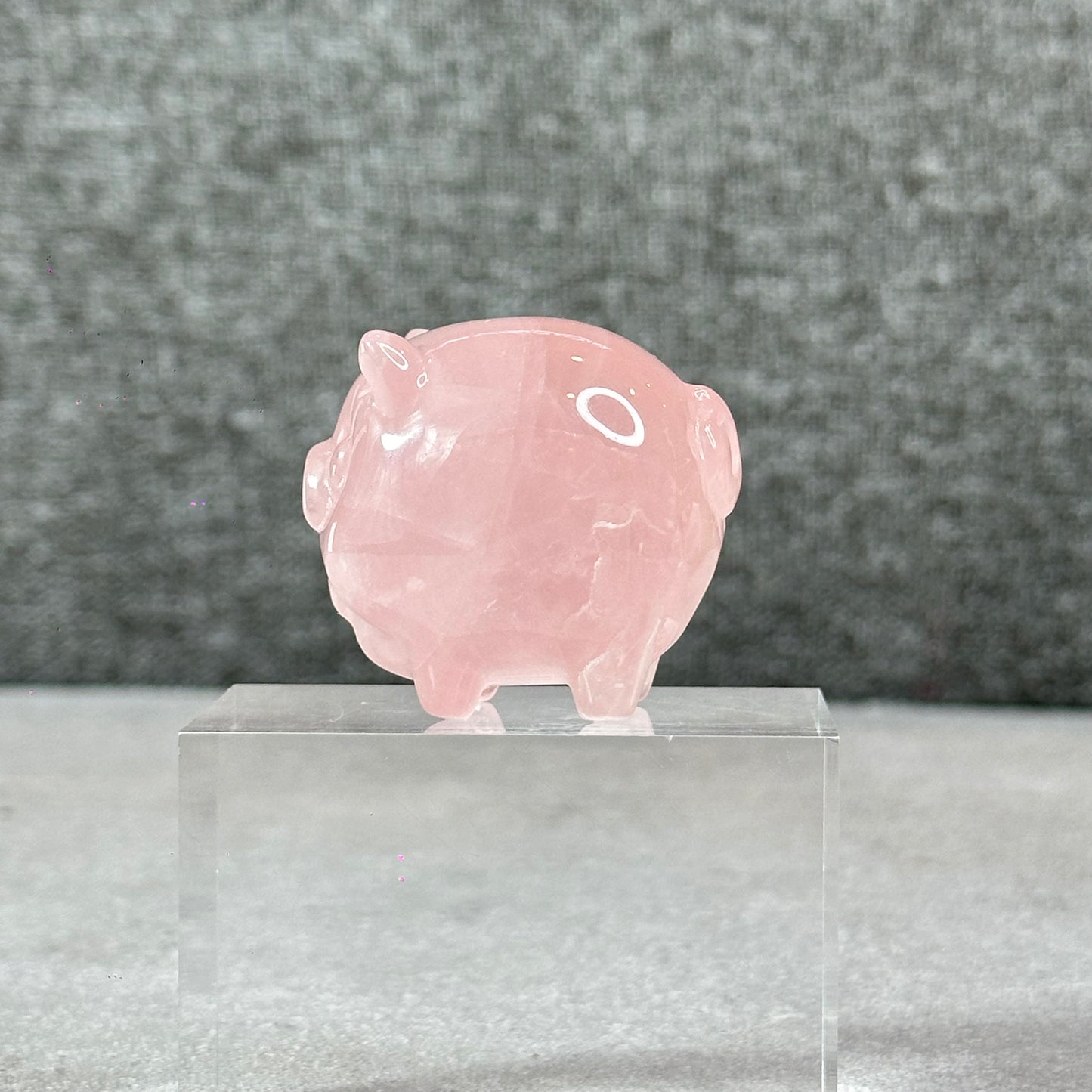 Natural Dark Pink Rose Quartz Pig Figurine