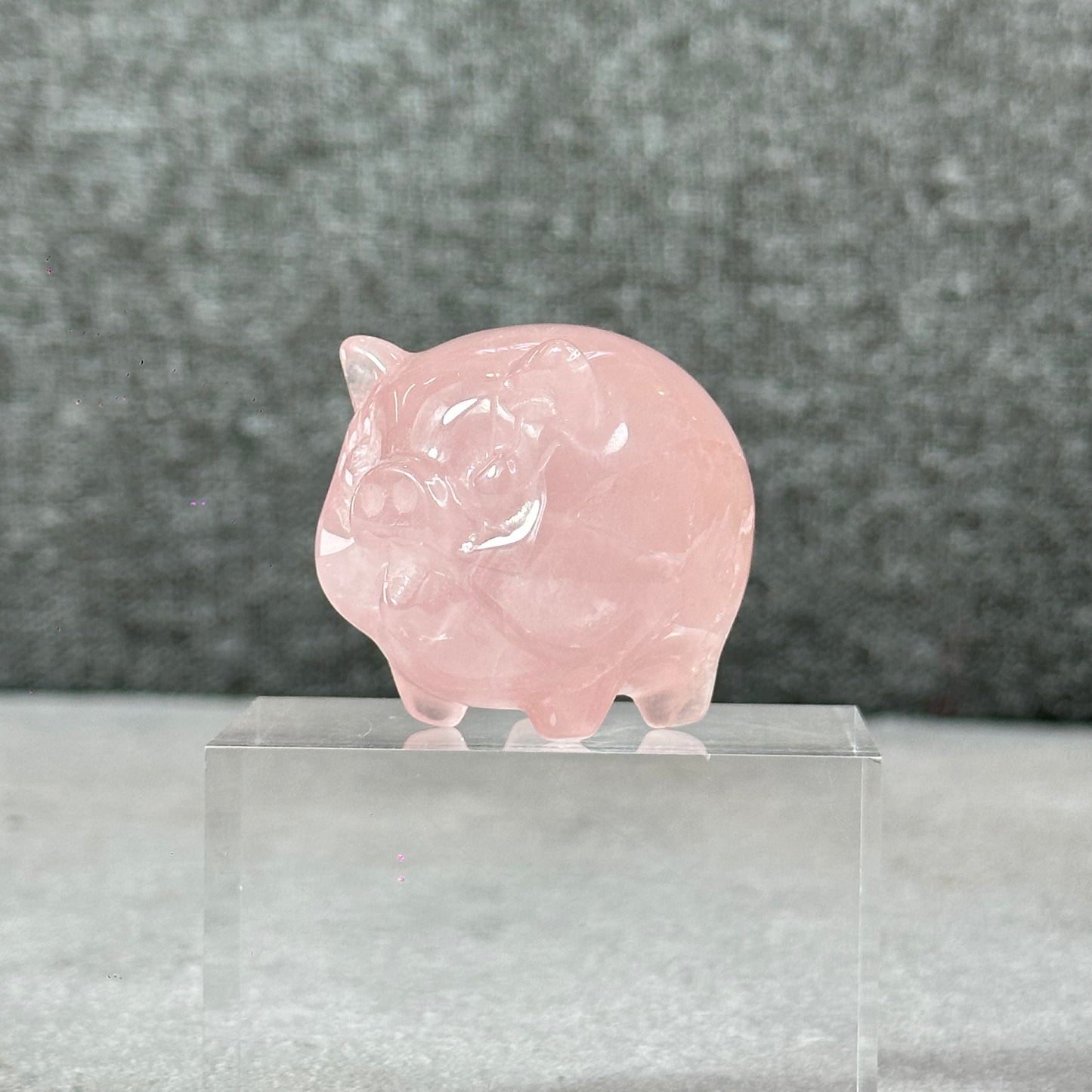 Natural Dark Pink Rose Quartz Pig Figurine