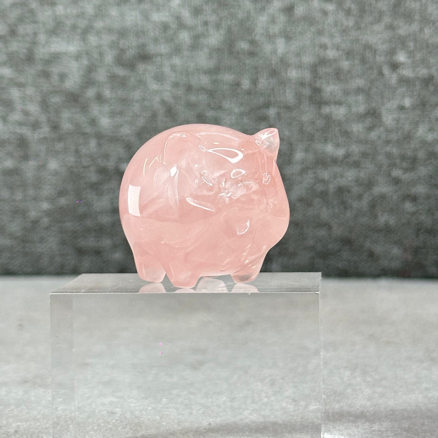 Natural Dark Pink Rose Quartz Pig Figurine