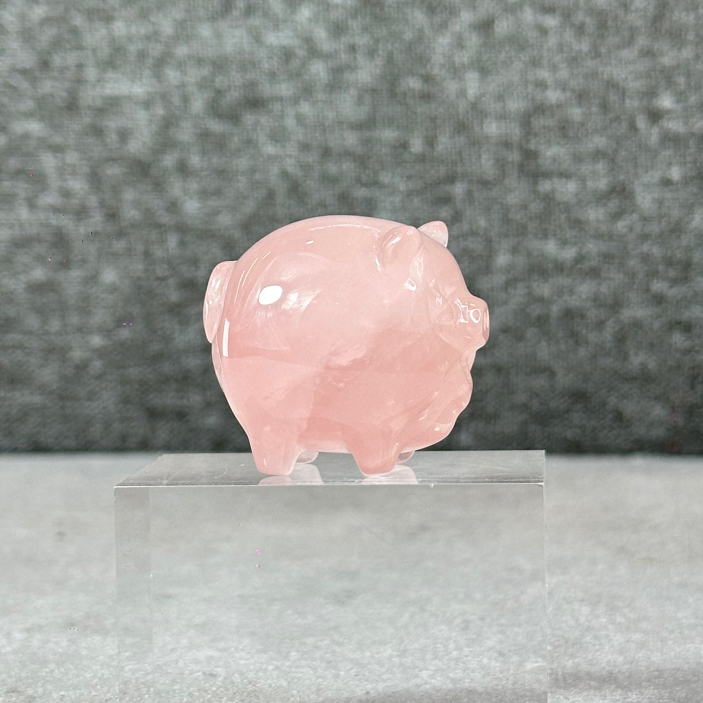 Natural Dark Pink Rose Quartz Pig Figurine