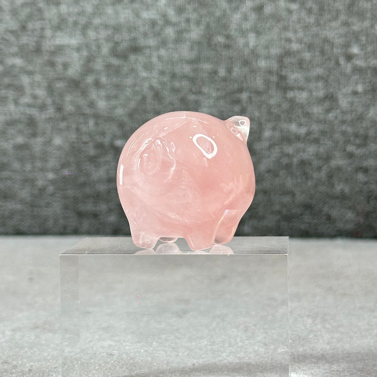 Natural Dark Pink Rose Quartz Pig Figurine