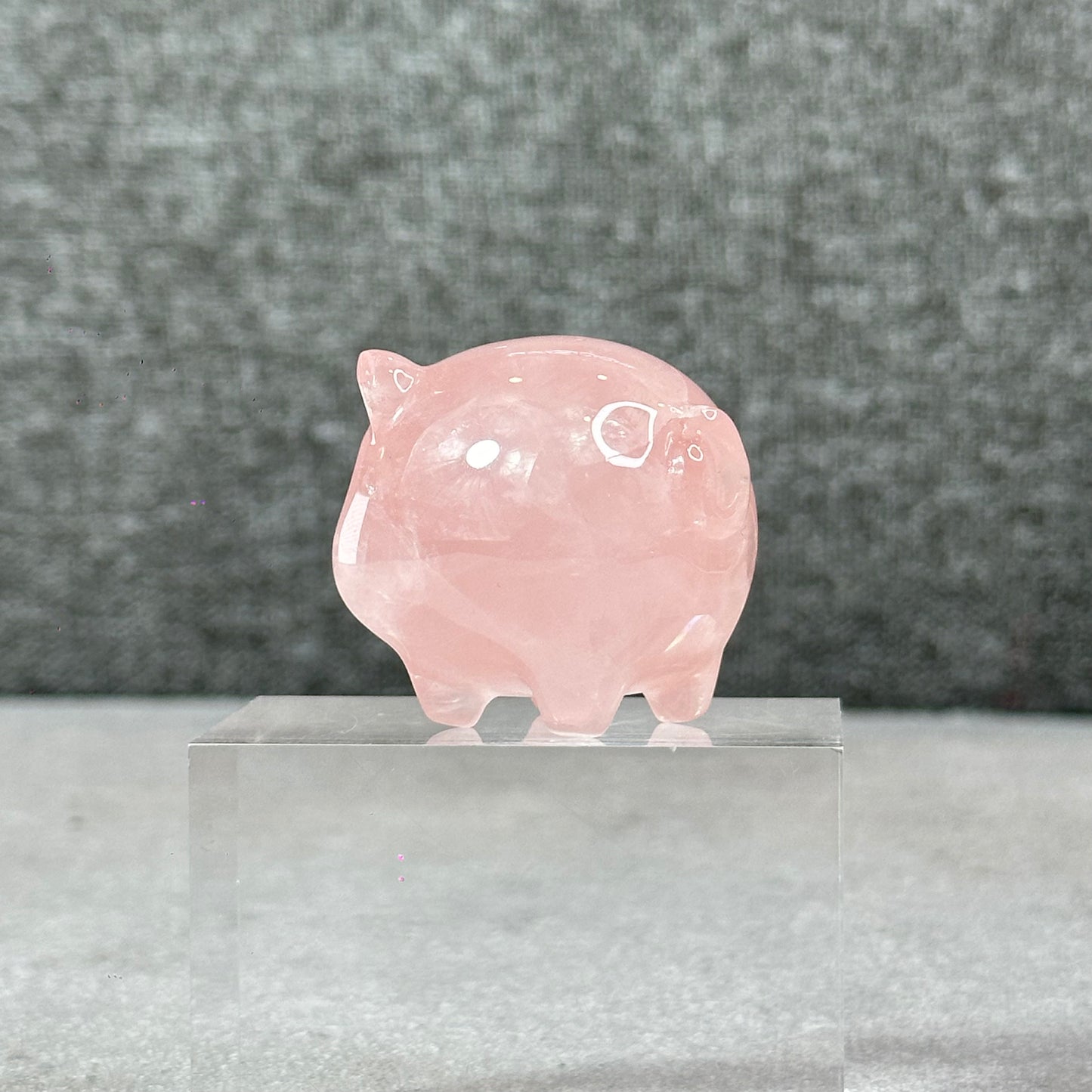 Natural Dark Pink Rose Quartz Pig Figurine