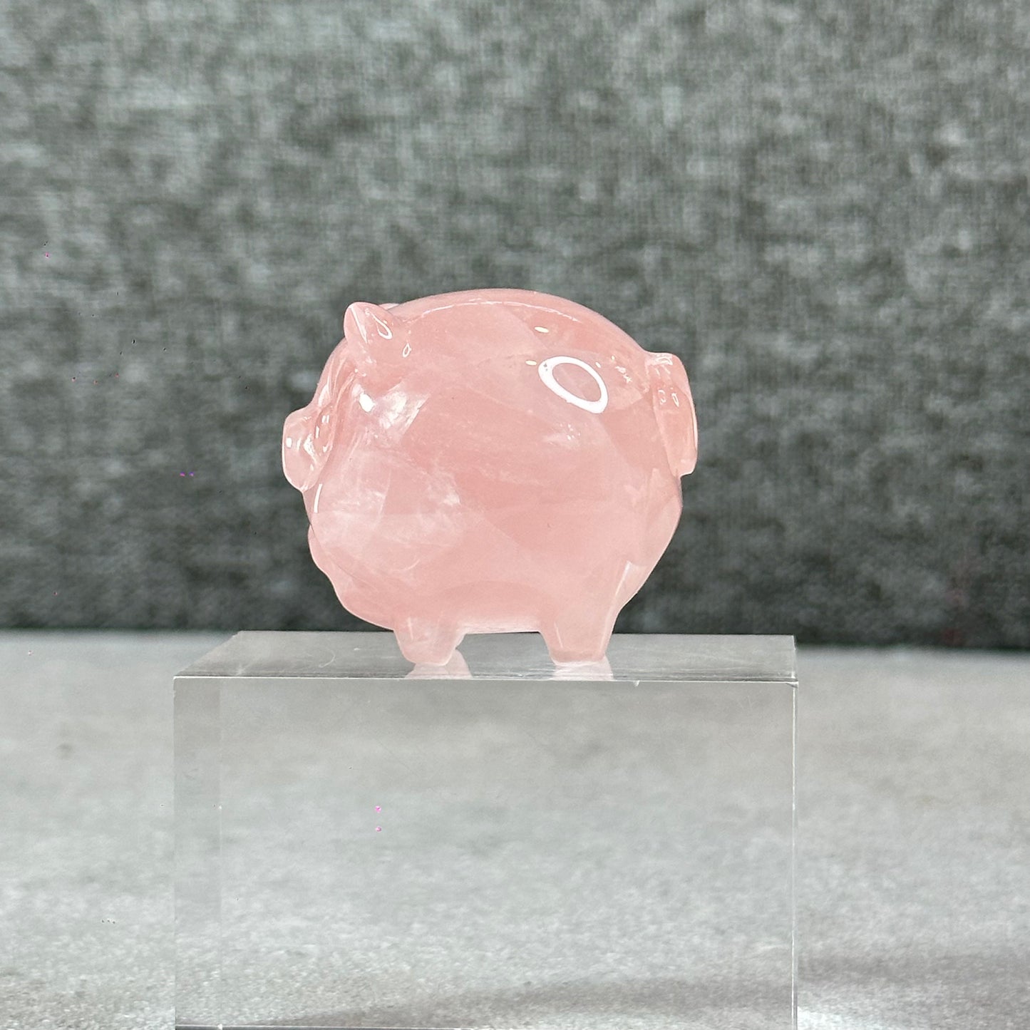 Natural Dark Pink Rose Quartz Pig Figurine