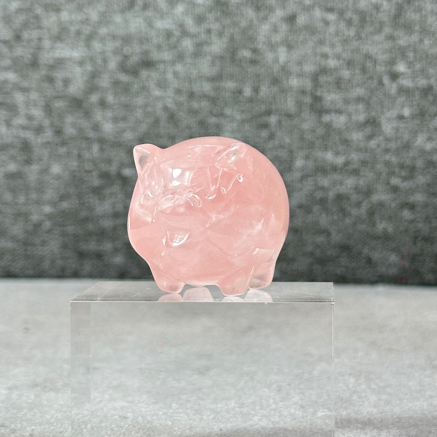 Natural Dark Pink Rose Quartz Pig Figurine