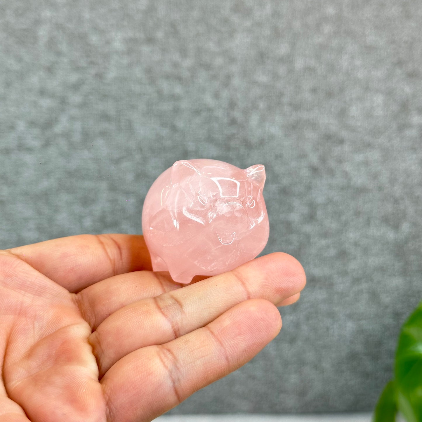 Natural Dark Pink Rose Quartz Pig Figurine