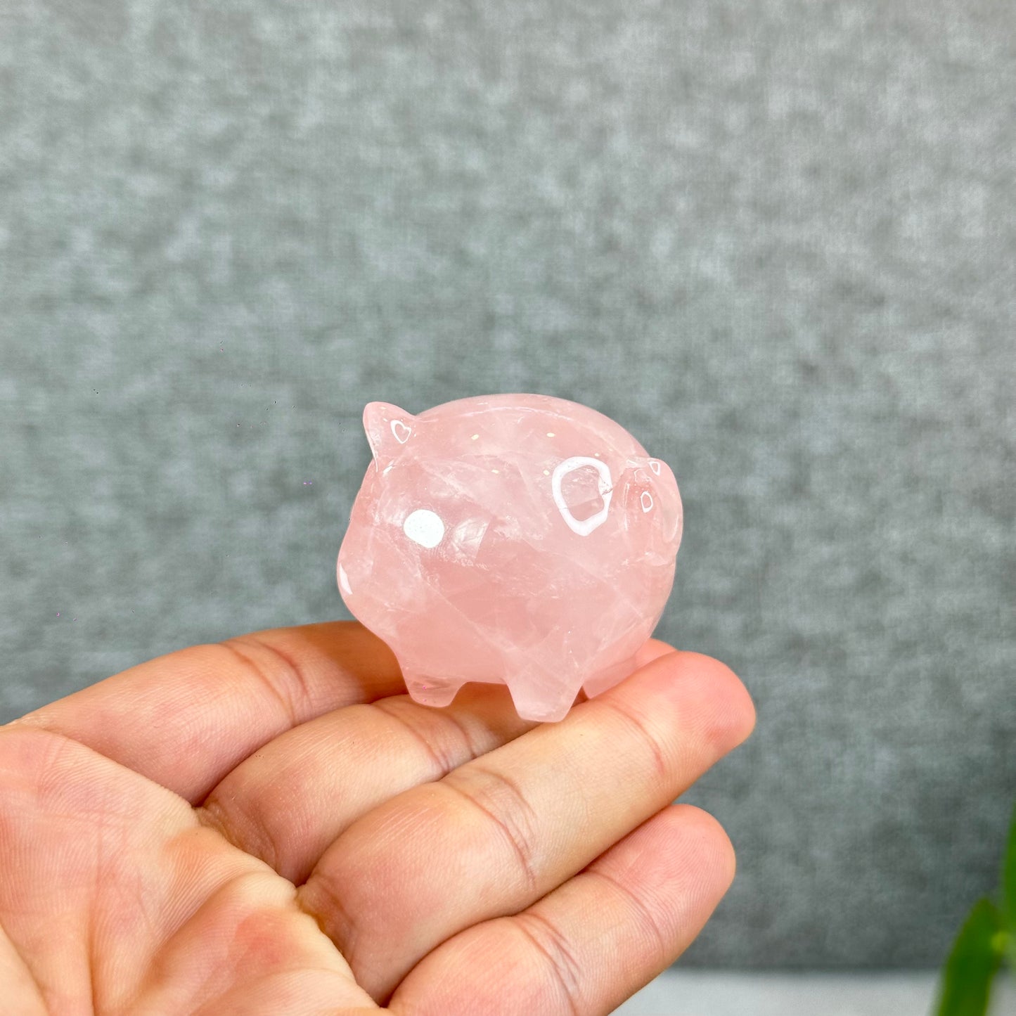 Natural Dark Pink Rose Quartz Pig Figurine