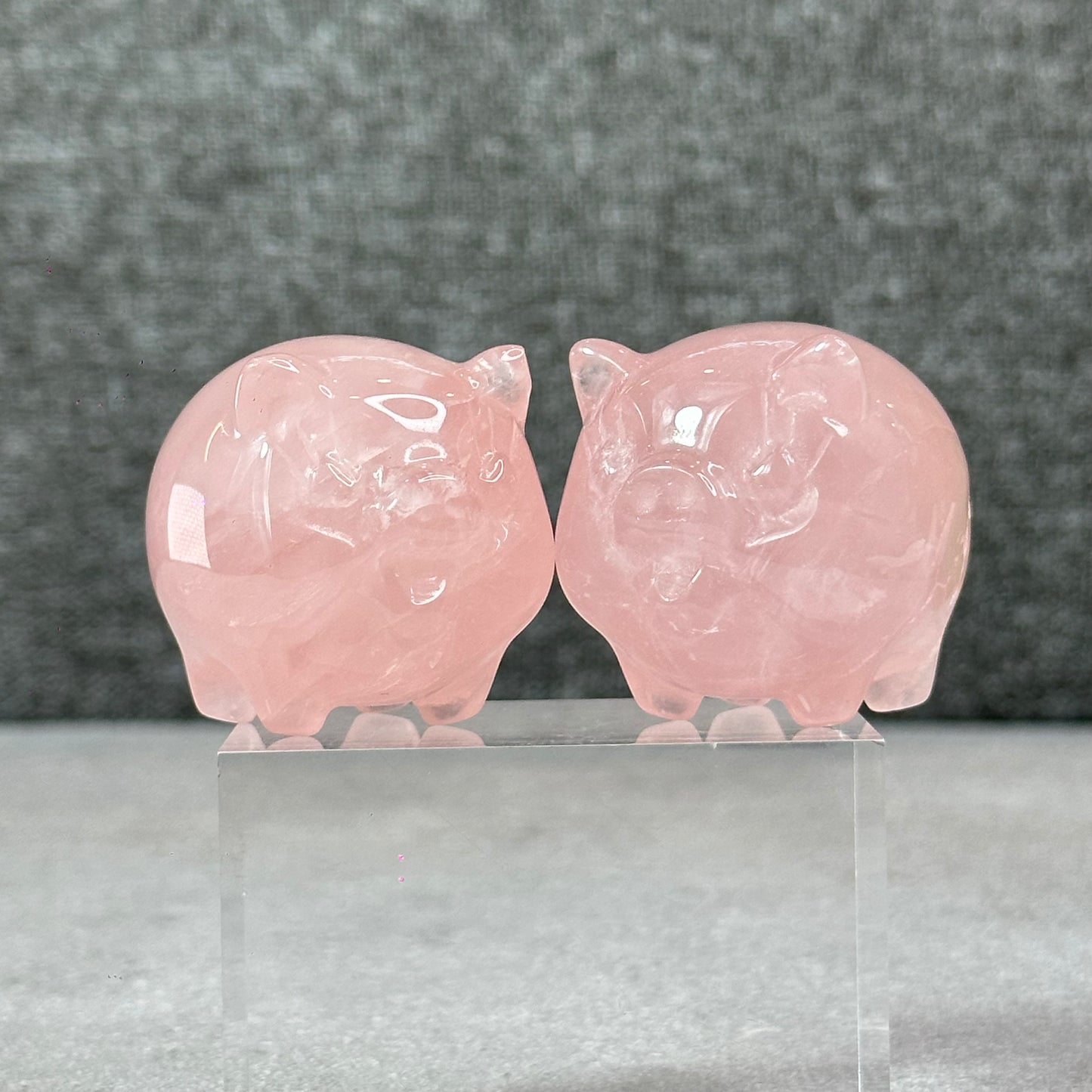 Natural Dark Pink Rose Quartz Pig Figurine