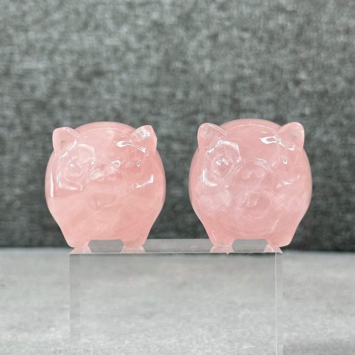 Natural Dark Pink Rose Quartz Pig Figurine
