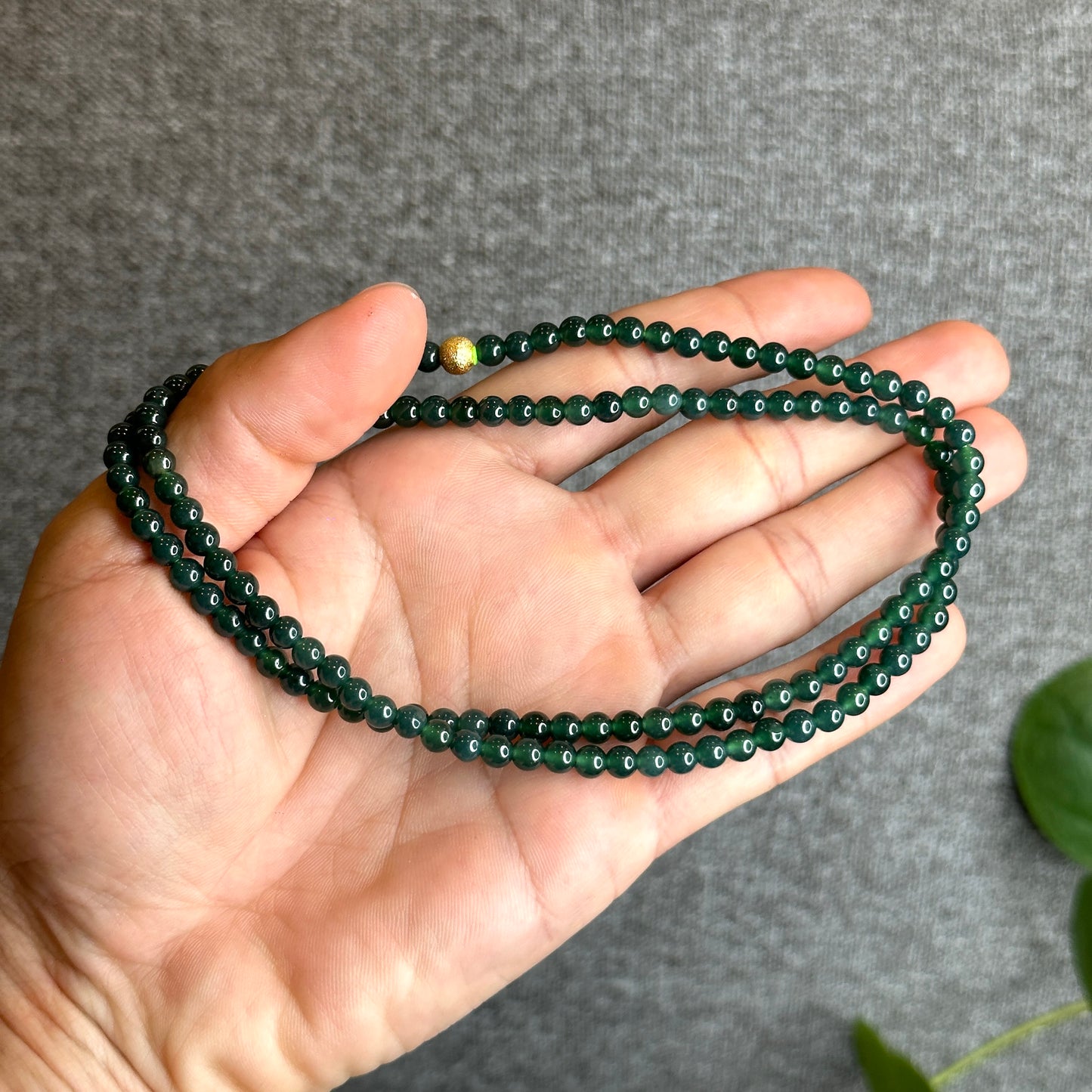 Water green Natural Jadeite Jade VIP Triple Wrap Bracelet Size 5mm
