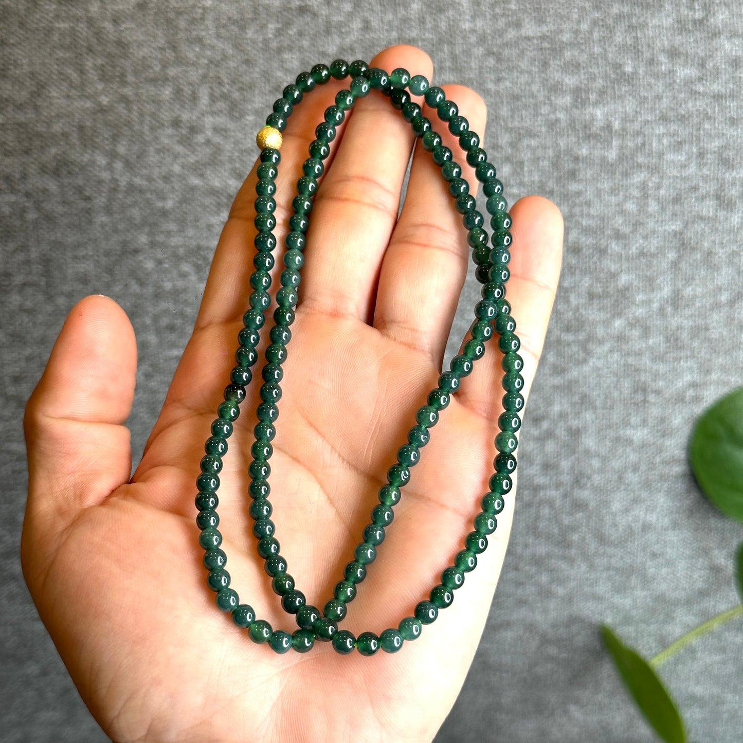 Water green Natural Jadeite Jade VIP Triple Wrap Bracelet Size 5mm