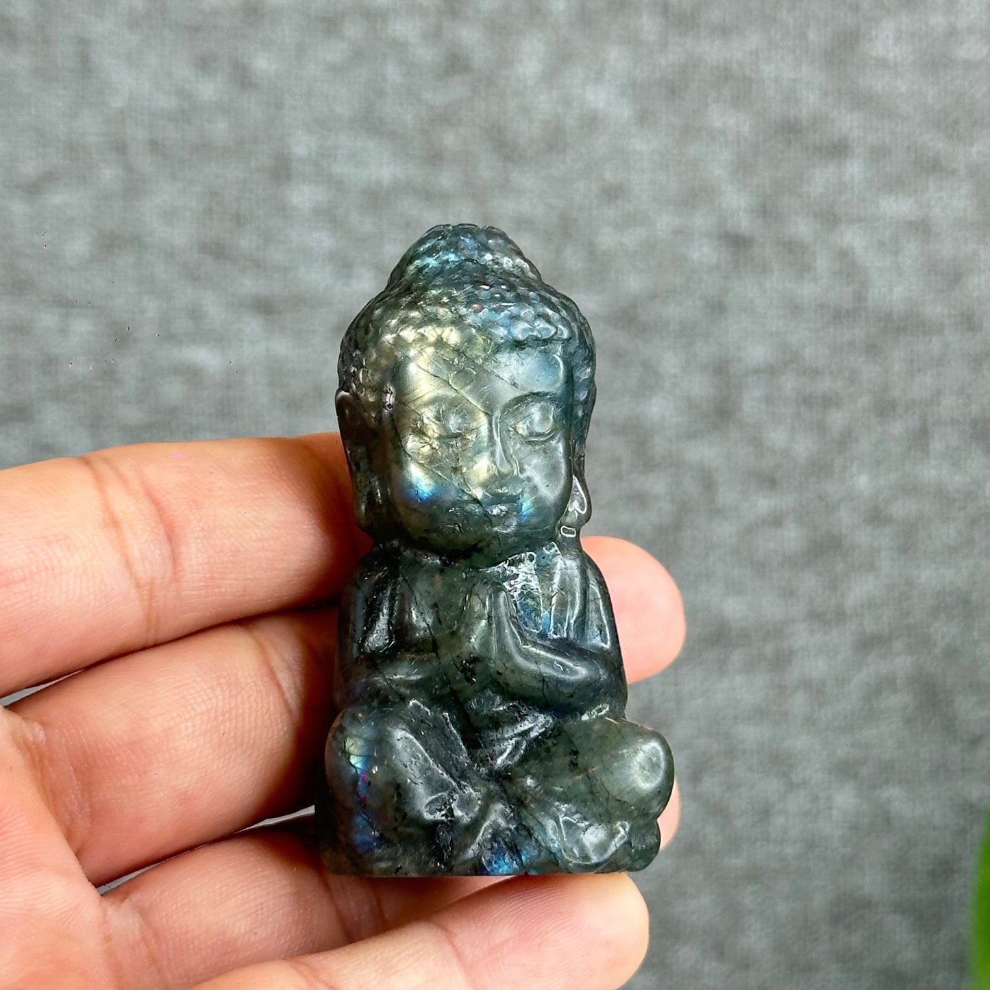 Natural Buddha Blue Flash Labradorite Figurine