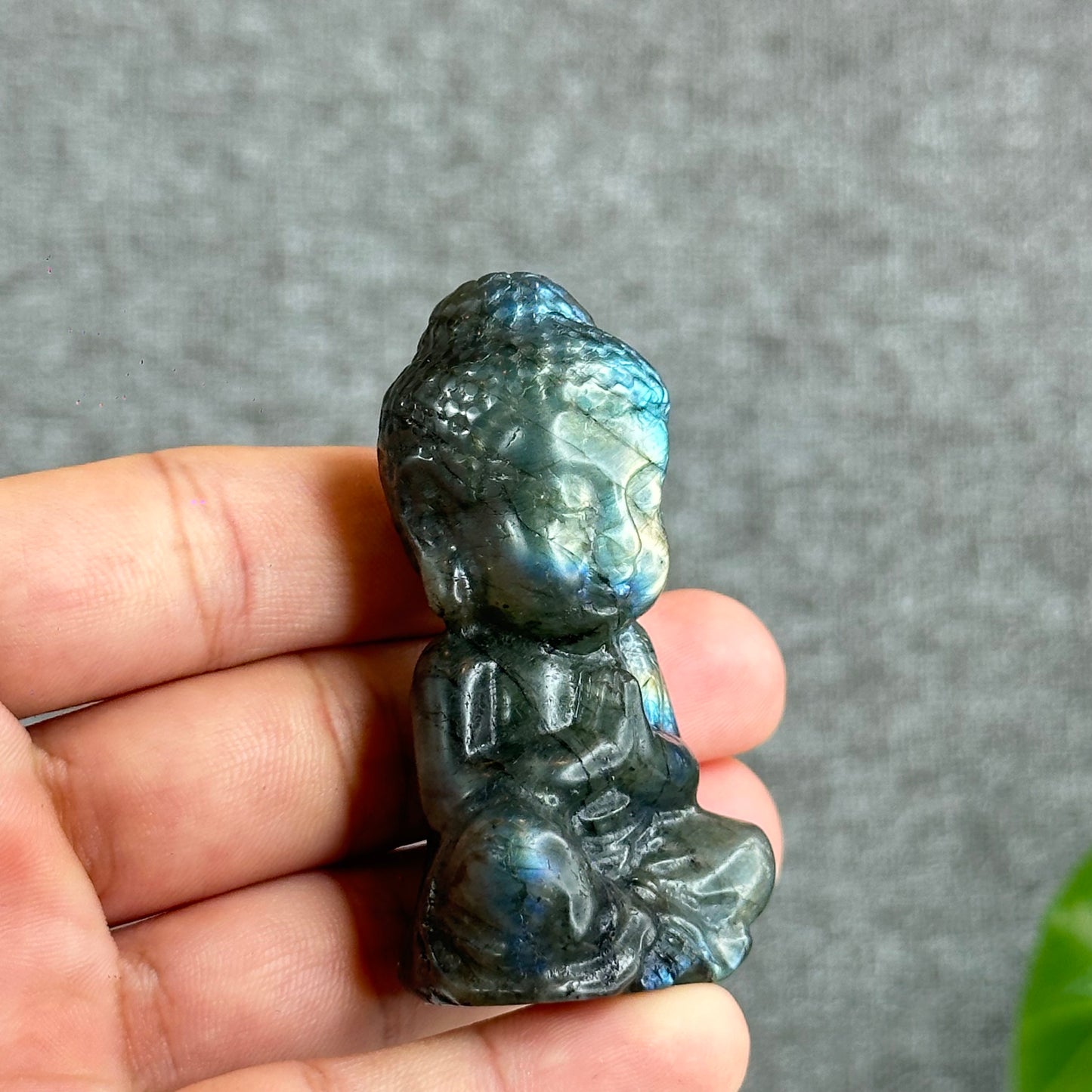Natural Buddha Blue Flash Labradorite Figurine