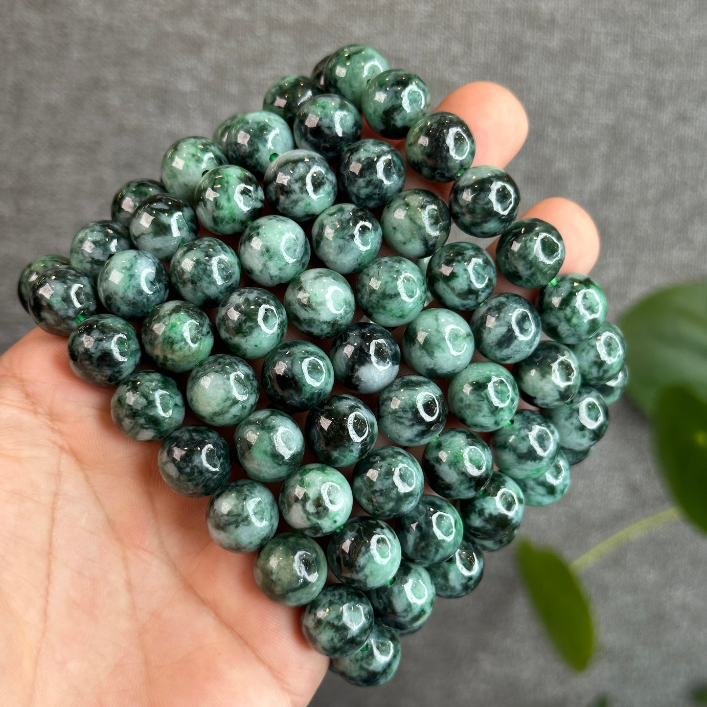 Bright Green Natural Jadeite Jade Son Thuy Bracelet Size 12.3mm
