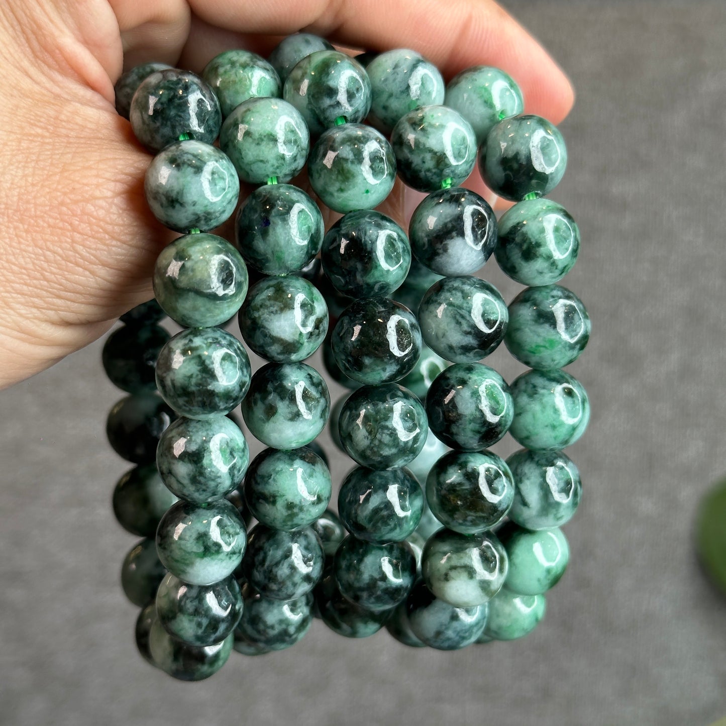 Bright Green Natural Jadeite Jade Son Thuy Bracelet Size 12.3mm