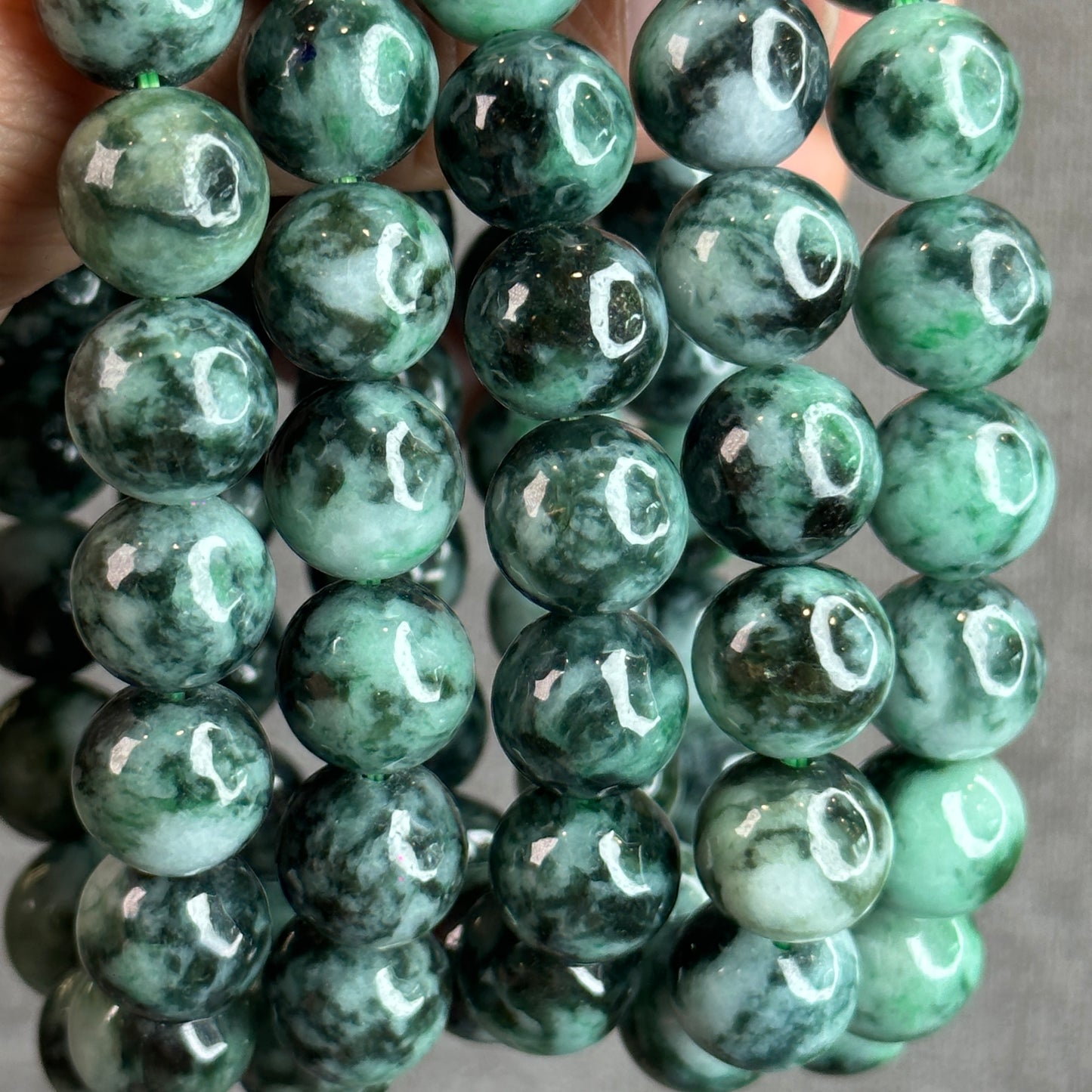 Bright Green Natural Jadeite Jade Son Thuy Bracelet Size 12.3mm