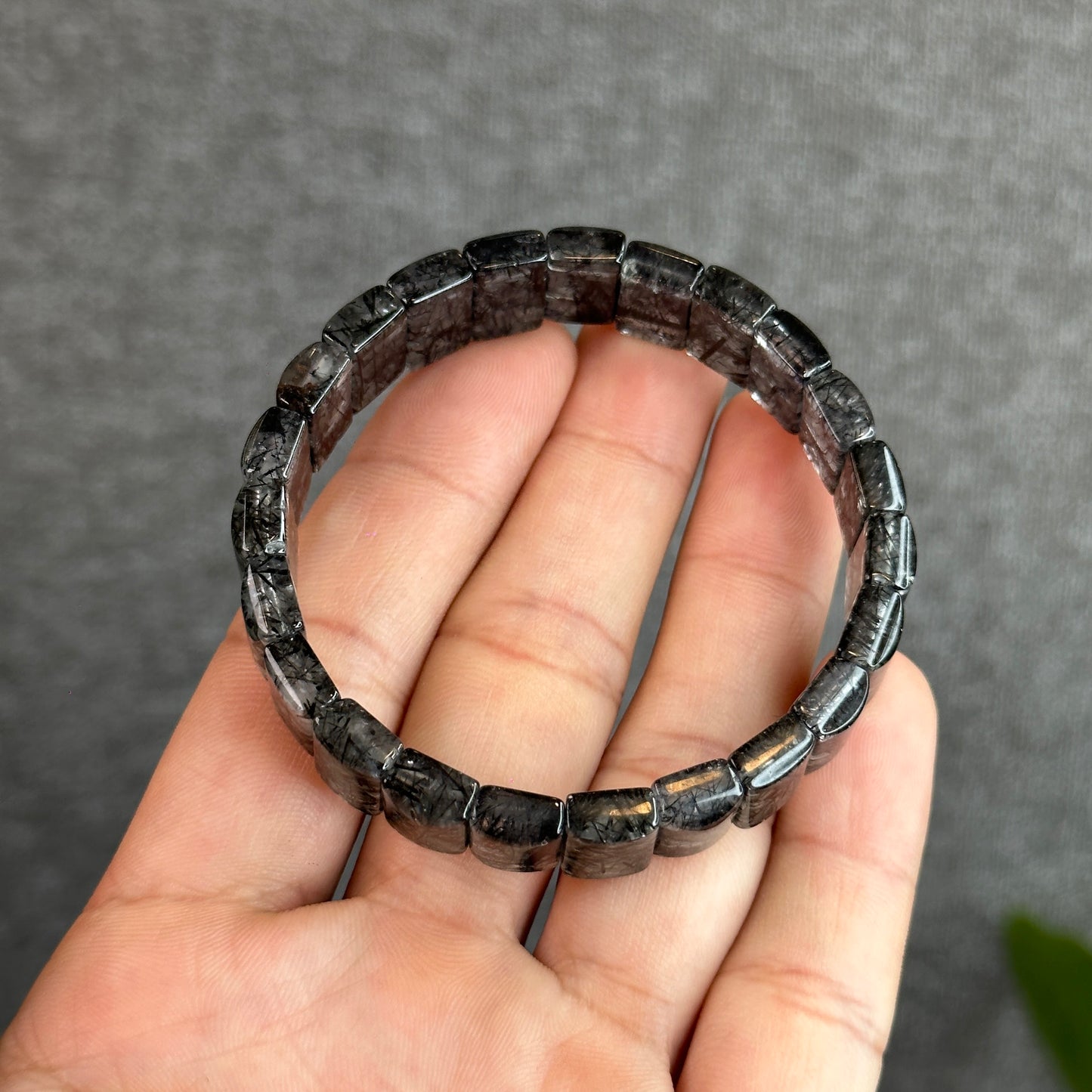 Natural Black Rutilated Quartz flat style 12x 8mm