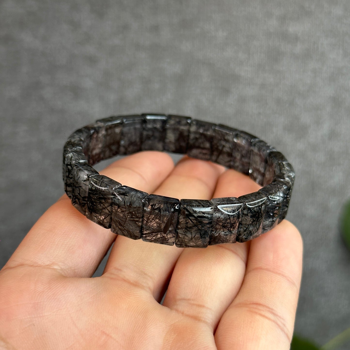 Natural Black Rutilated Quartz flat style 12x 8mm