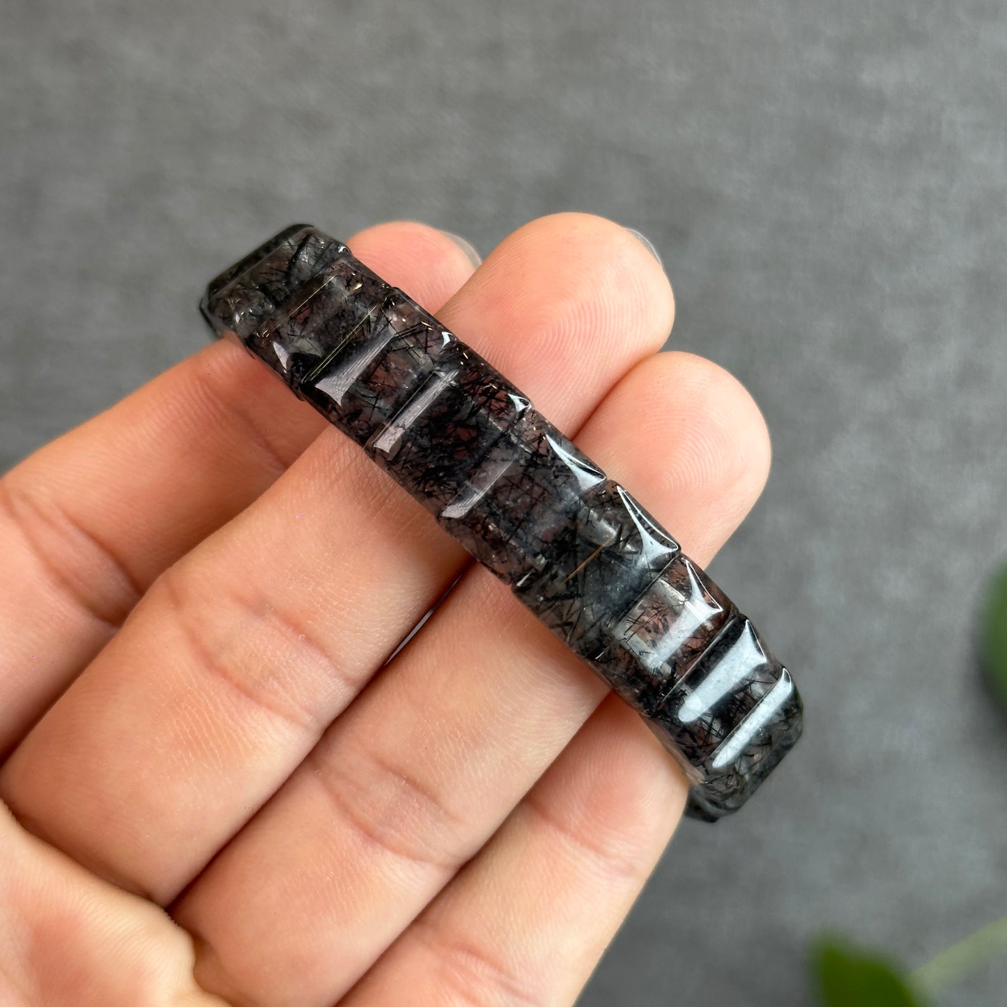 Natural Black Rutilated Quartz flat style 12x 8mm