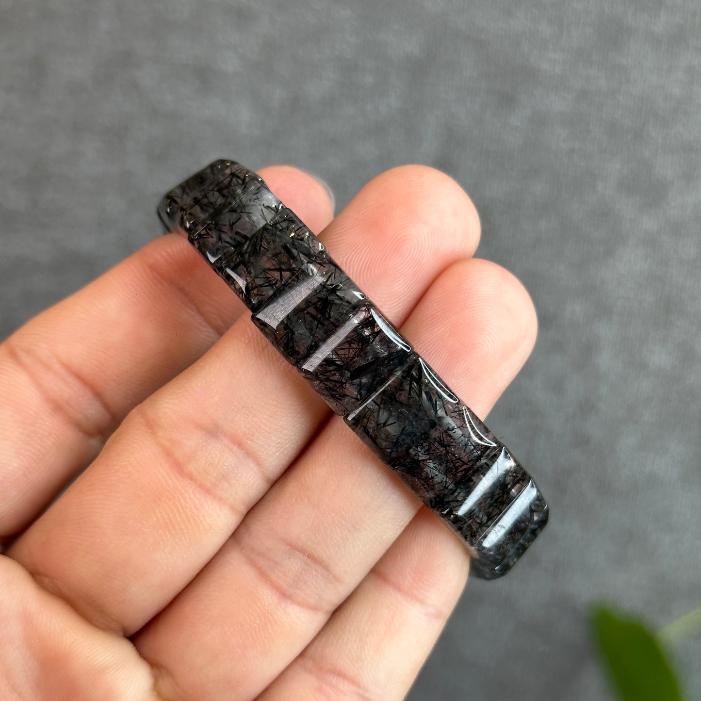 Natural Black Rutilated Quartz flat style 12x 8mm
