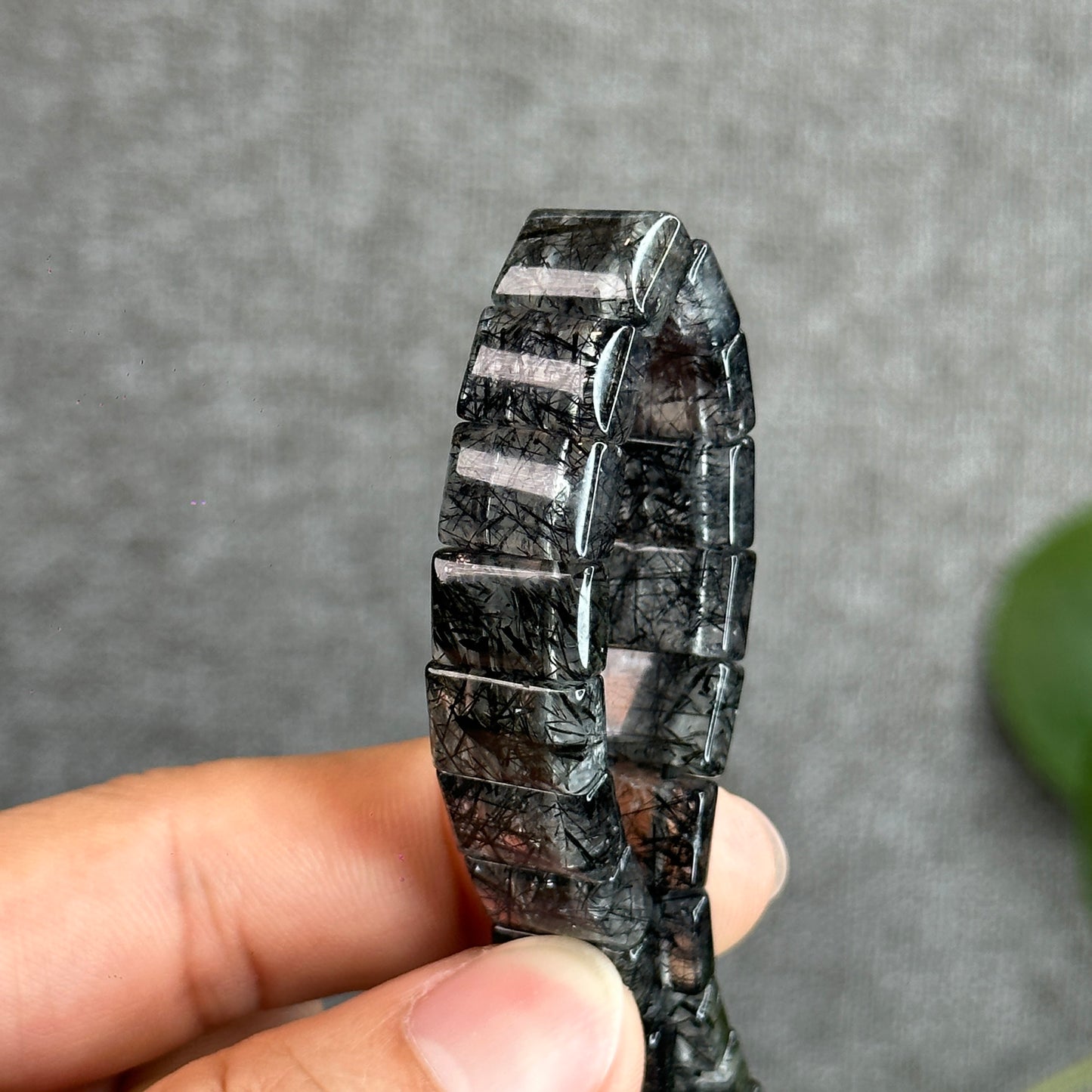 Natural Black Rutilated Quartz flat style 12x 8mm