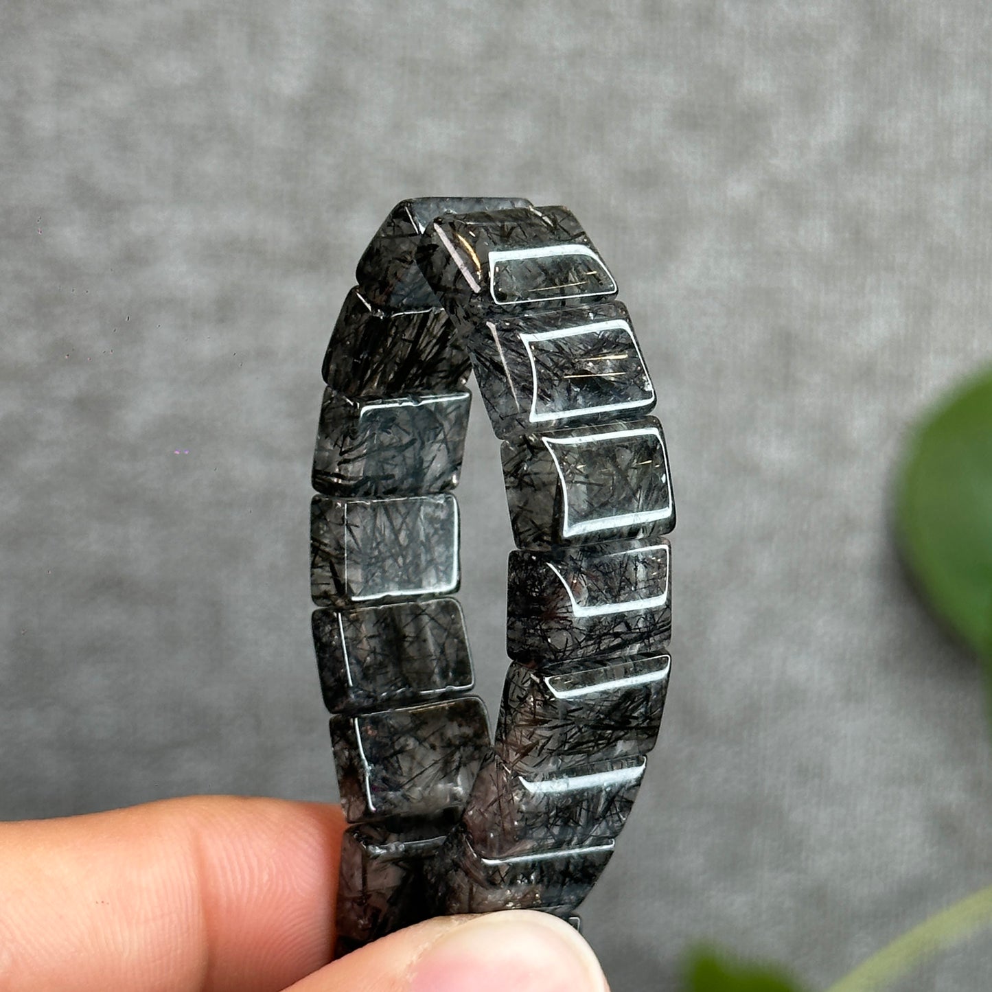 Natural Black Rutilated Quartz flat style 12x 8mm