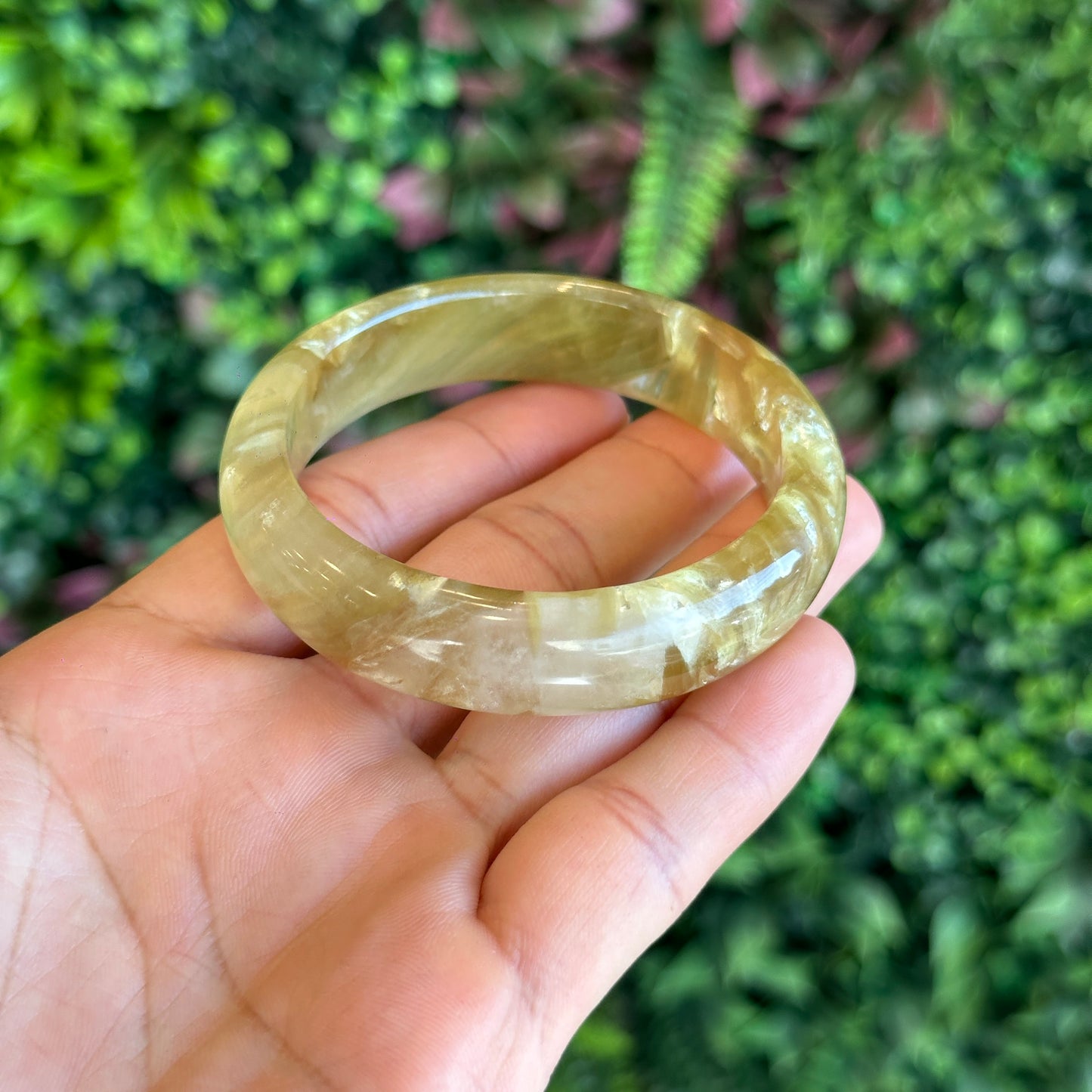 Natural Golden Muscovite Bangle Leaf Style Size 55 mm