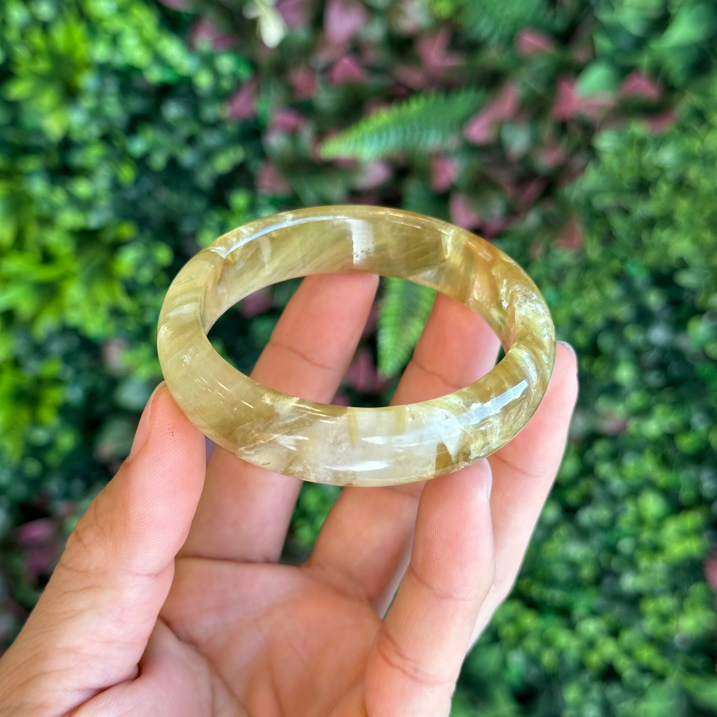 Natural Golden Muscovite Bangle Leaf Style Size 55 mm