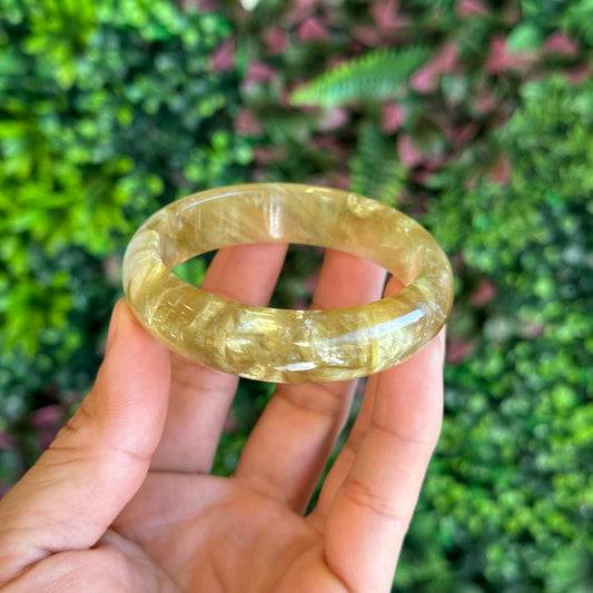 Natural Golden Muscovite Bangle Leaf Style Size 55 mm