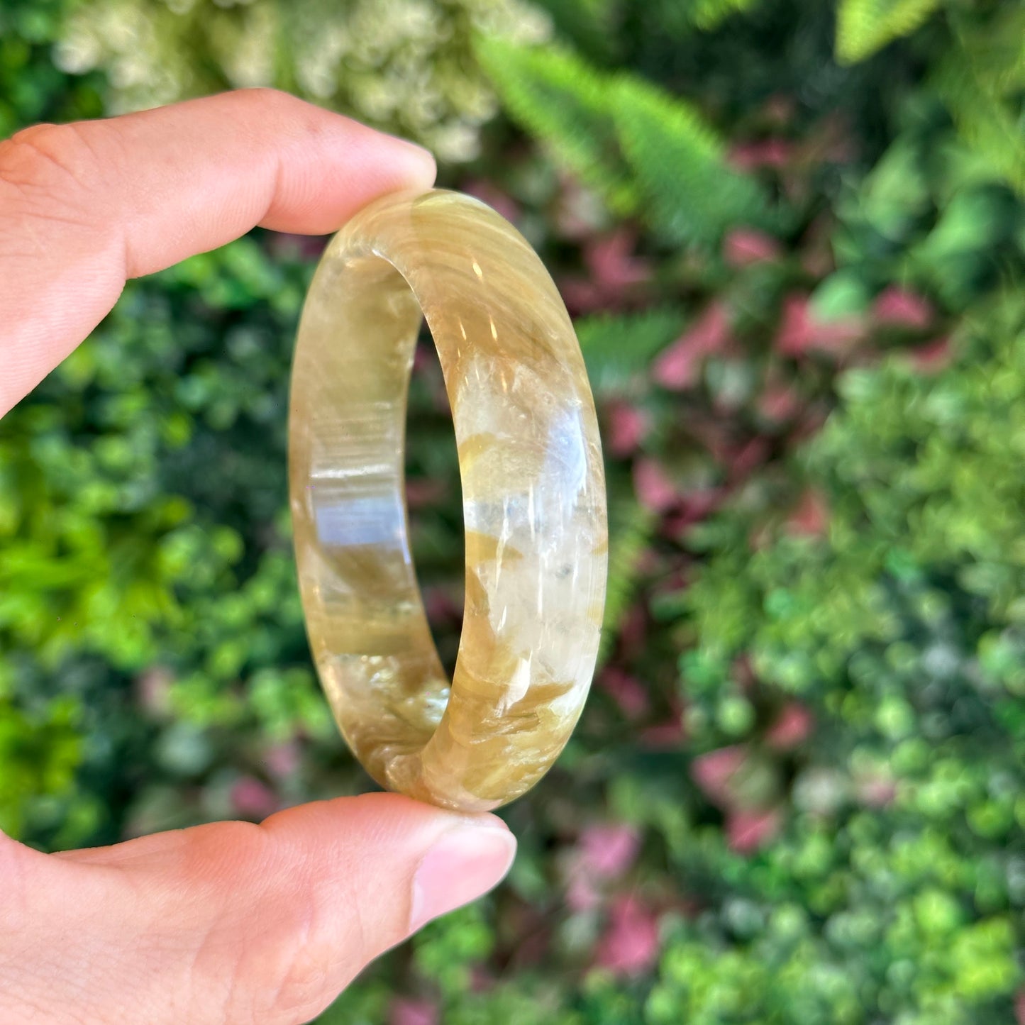 Natural Golden Muscovite Bangle Leaf Style Size 55 mm